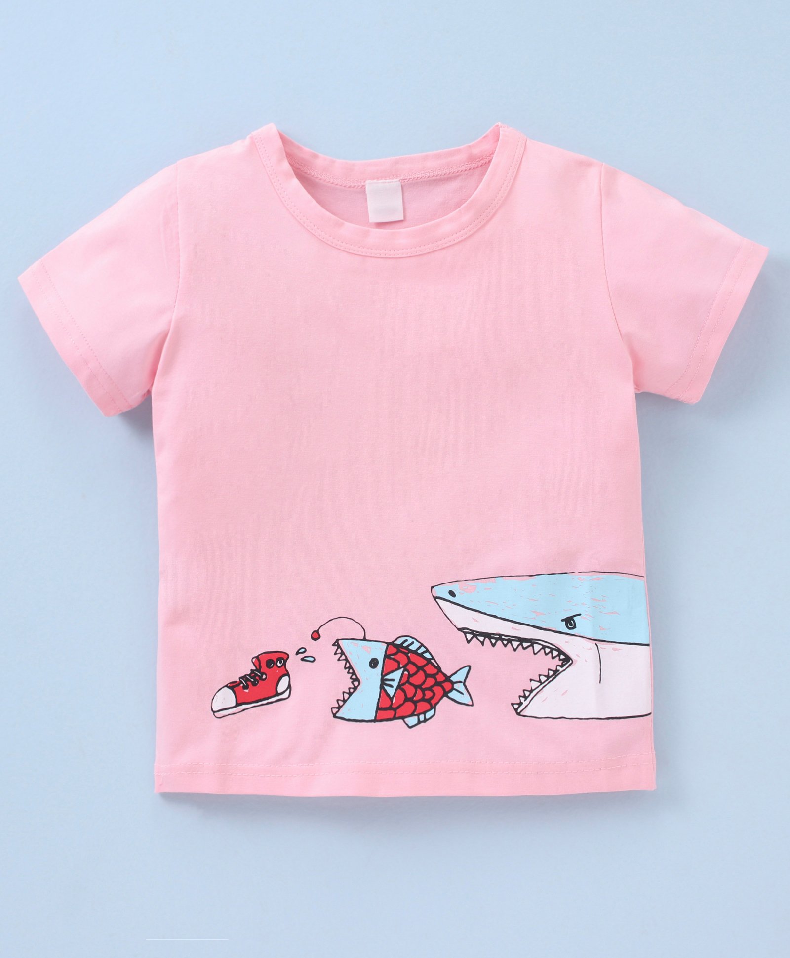 Kookie Kids Half Sleeves Tee Fish Print - Light Pink-picture-20
