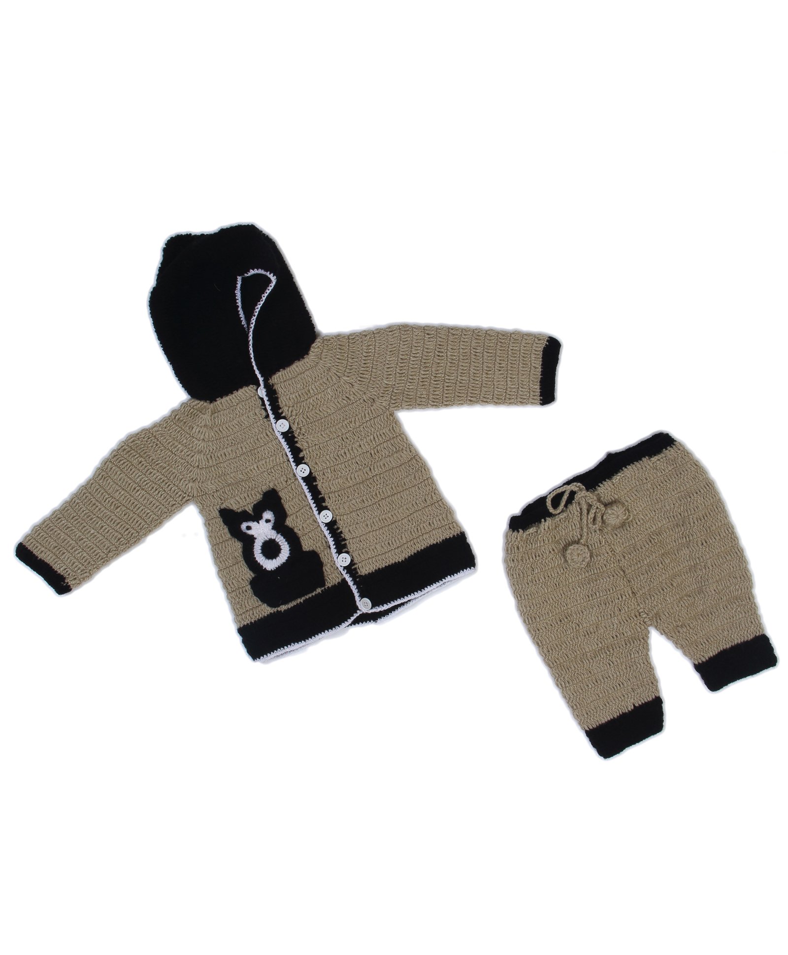 USHA ENTERPRISES Fox Patch Hooded Sweater With Pajama - Brown-image-19
