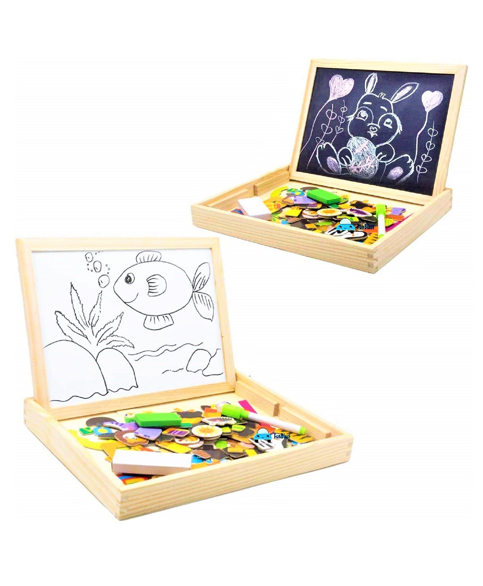 FunBlast Magnetic Wooden 2 in 1 Board - Multicolor-image-28