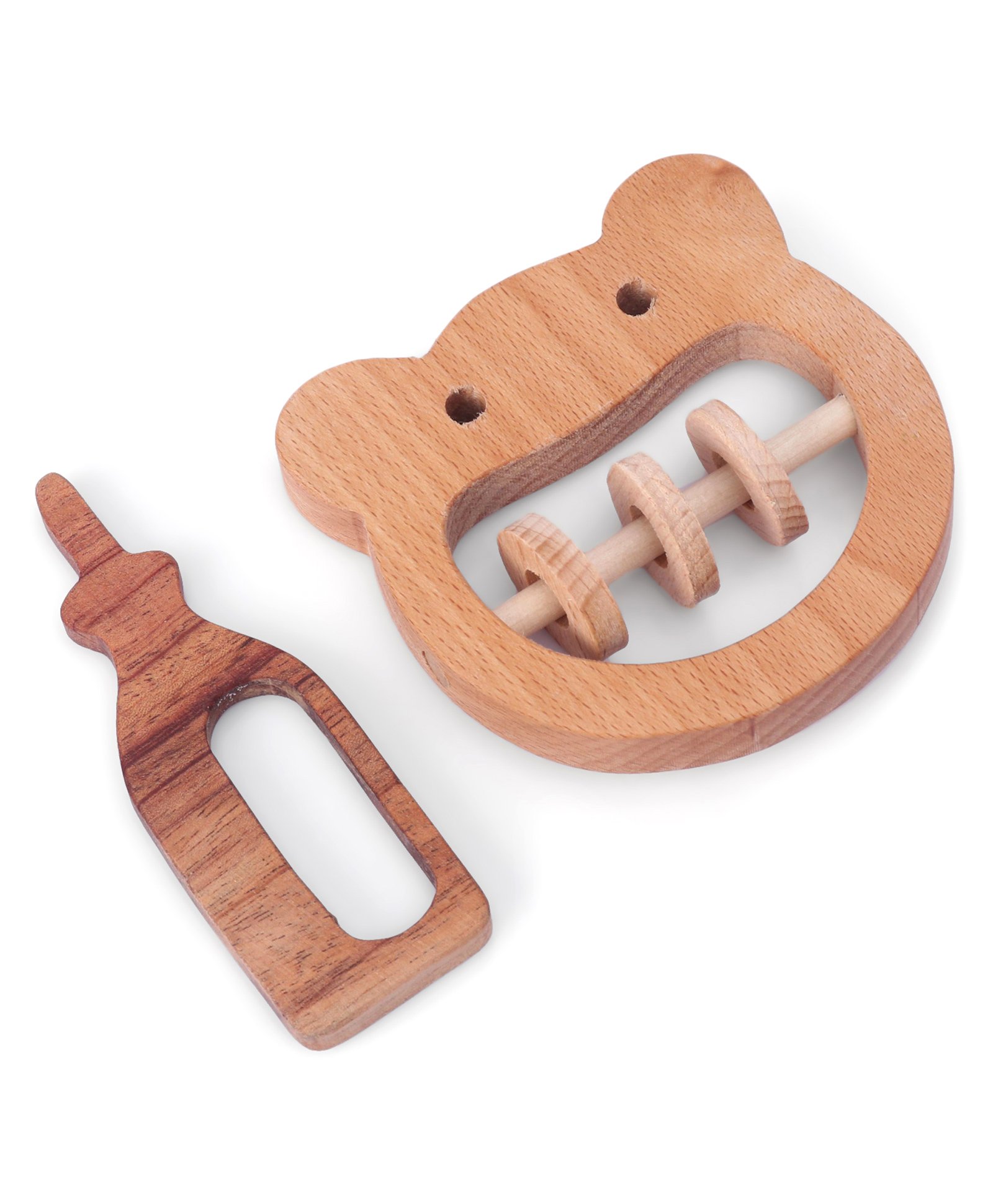 Woods for Dudes Wood Circular Rattle With Teether Pack of 2 - Brown-image-31