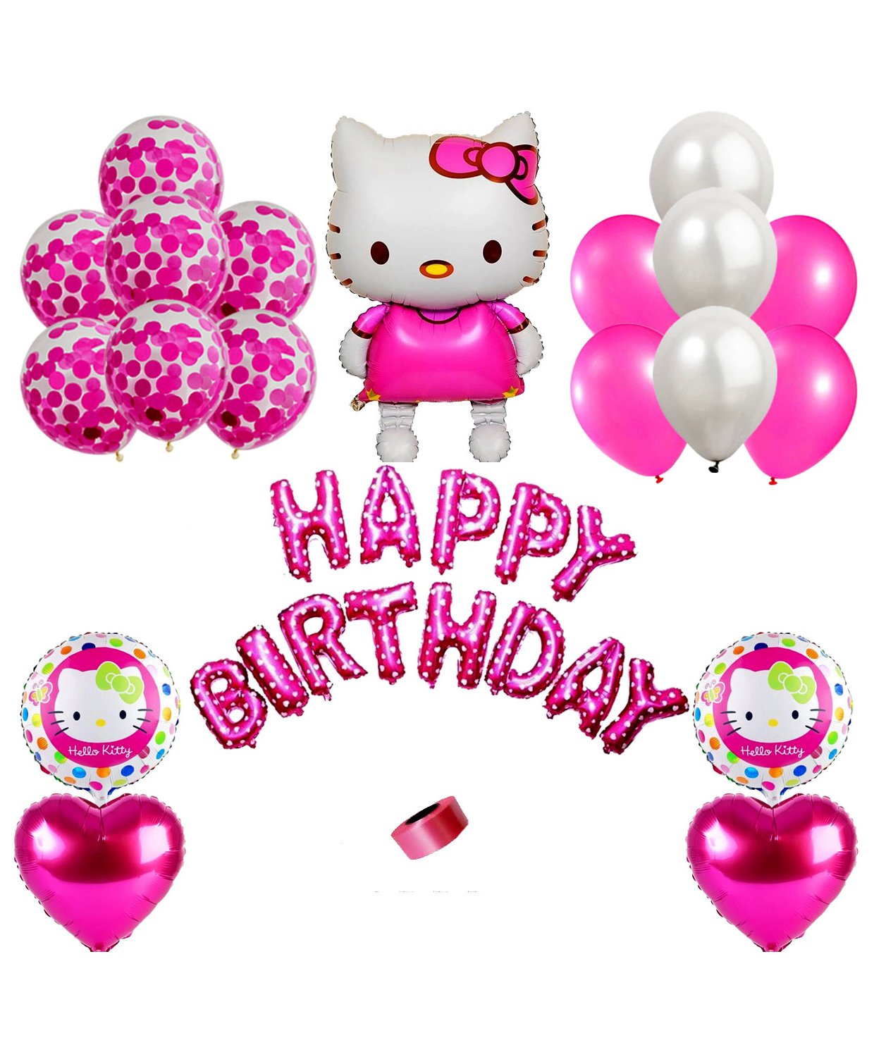 Shopperskar Hello Kitty Theme Birthday Balloon Decor Kit Multicolour - Pack of 49-image-39