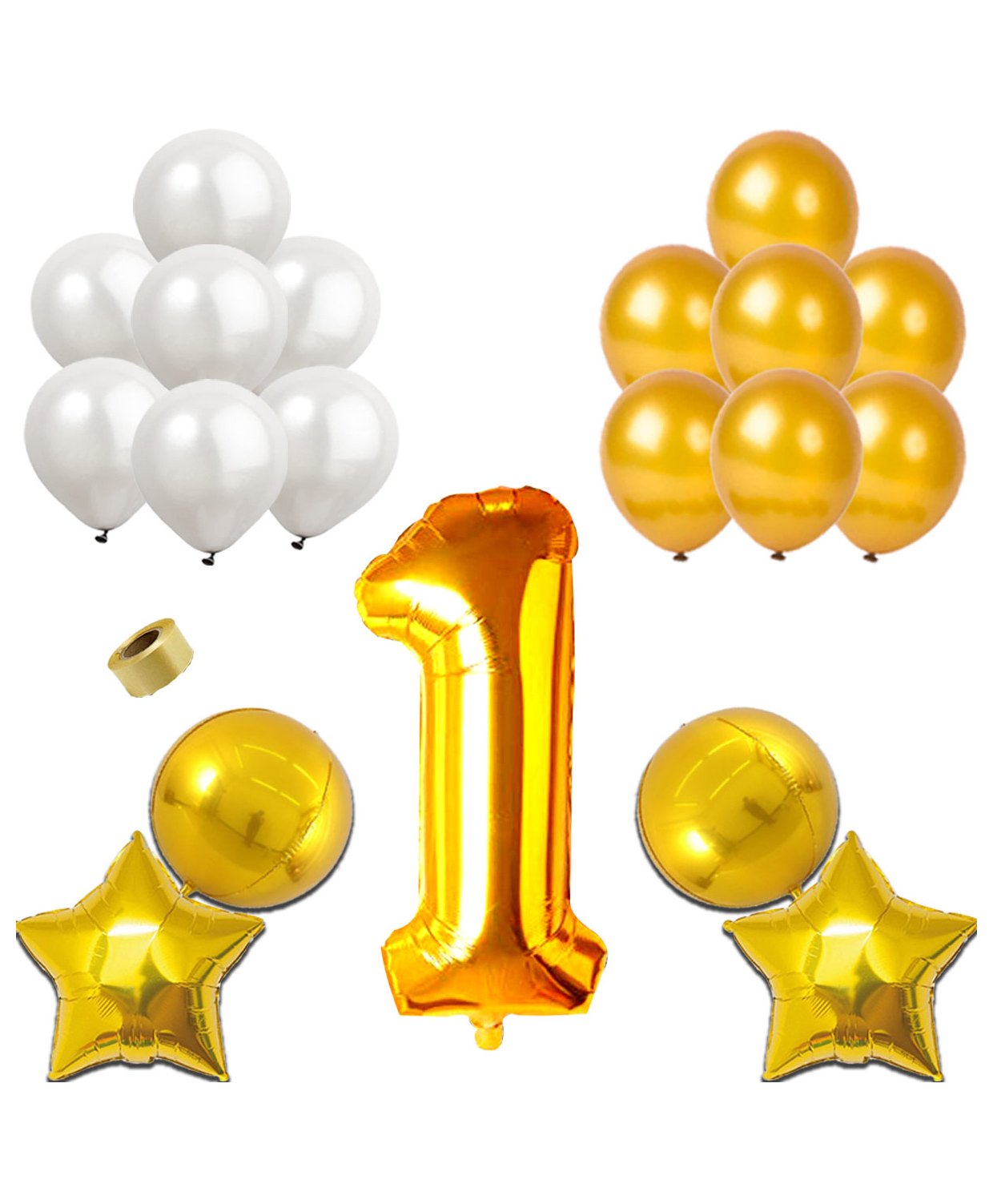 Shopperskart 1st Birthday Balloon Decoration Kit Golden - Pack of 36-image-2