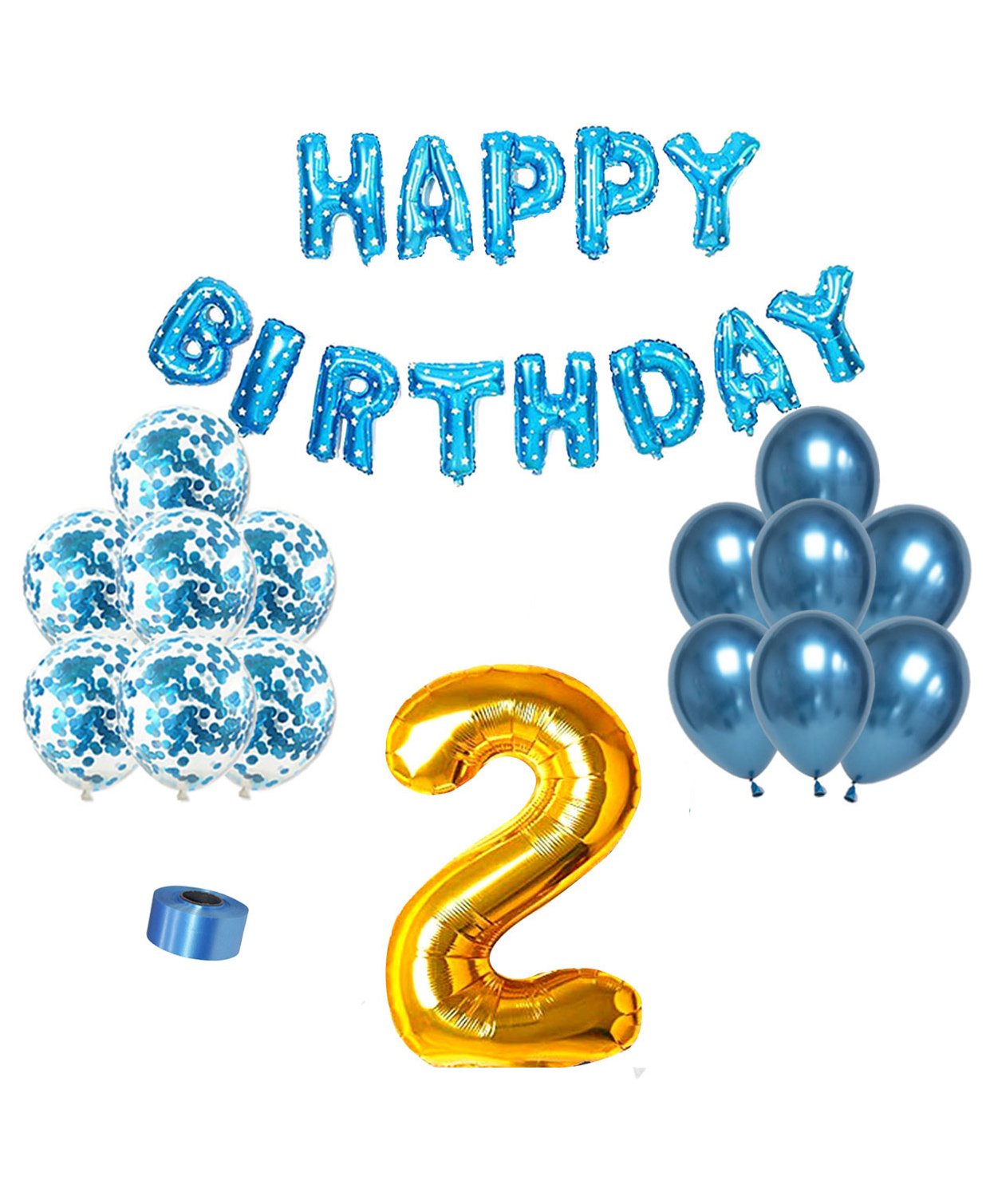 Shopperskart 2nd Birthday Balloon Decor Kit Blue - Pack Of 30-image-3