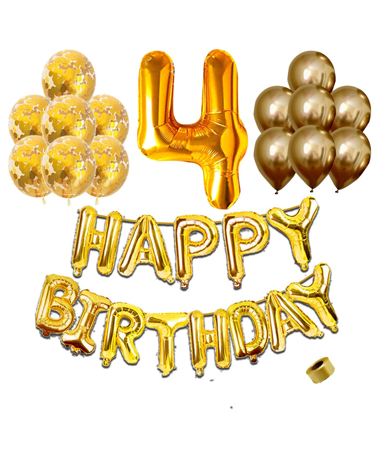 Shopperskart 4th Birthday Balloon Decor Kit Golden - Pack of 30-image-37