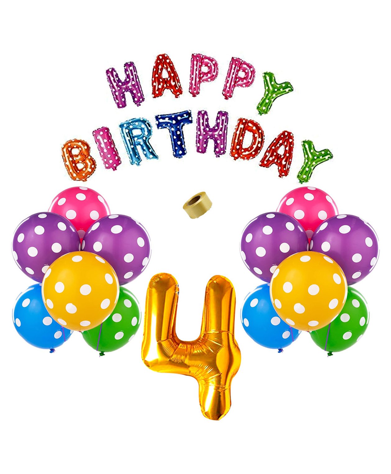 Shopperskart 4th Birthday Balloon Decor Kit Multicolor - Pack of 45-image-47