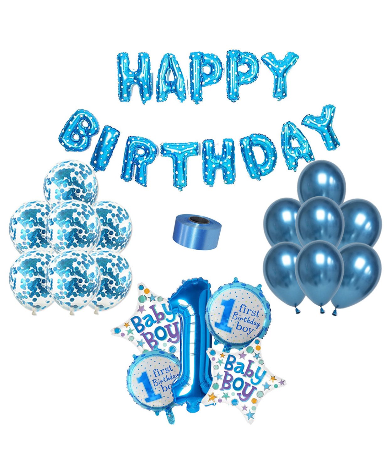Shopperskart 1st Birthday Balloon Decor Kit Blue - Pack of 34-image-39