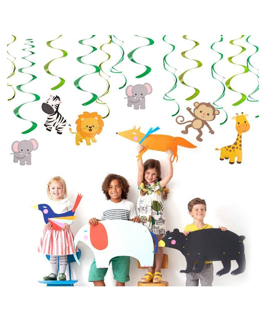 Funcart  Jungle Animal Themed Swirl Decorations Multicolor - Pack of 6-picture-48