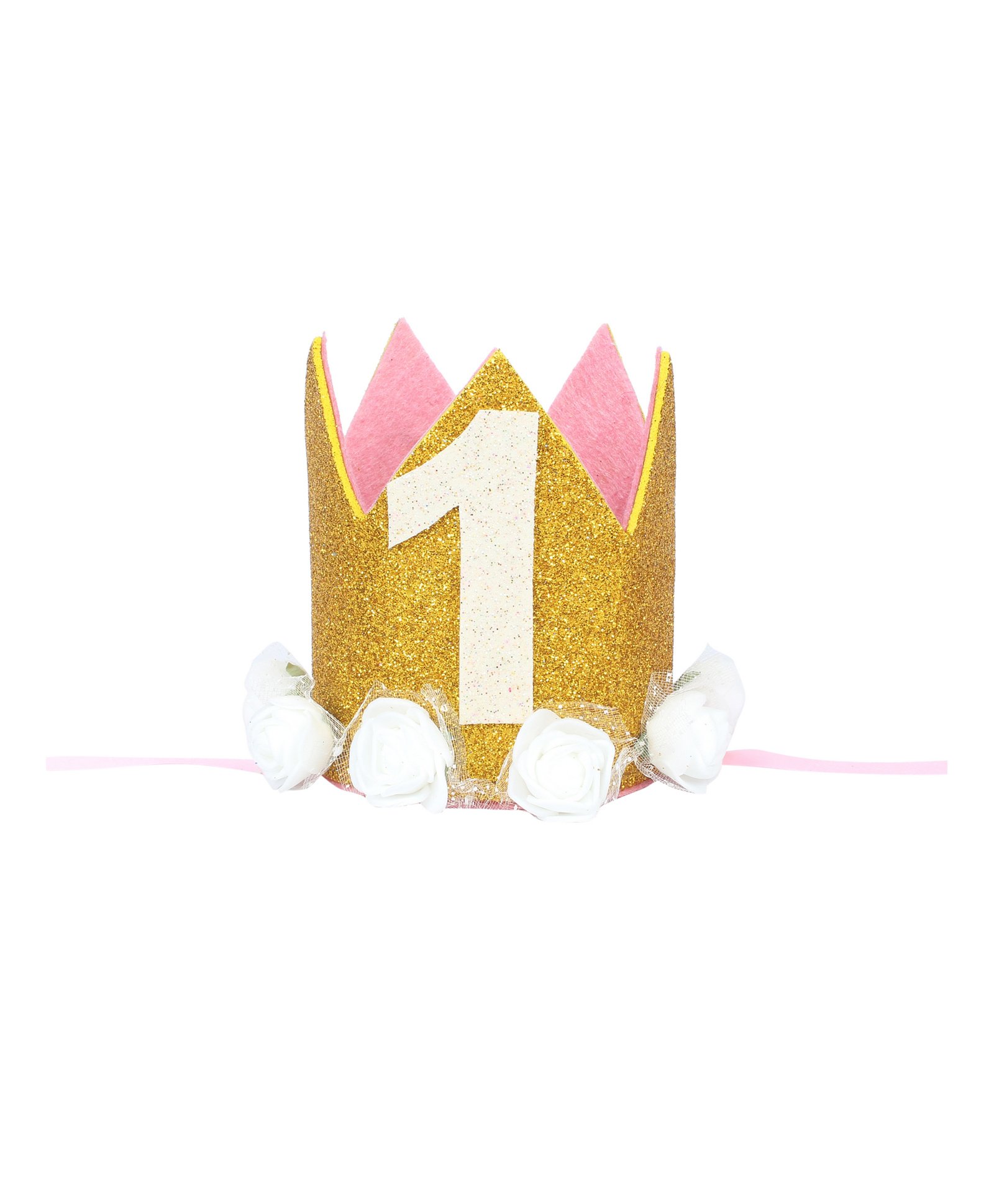 Funcart 1st Birthday Medium Size Glitter Crown Cap - Golden-image-8