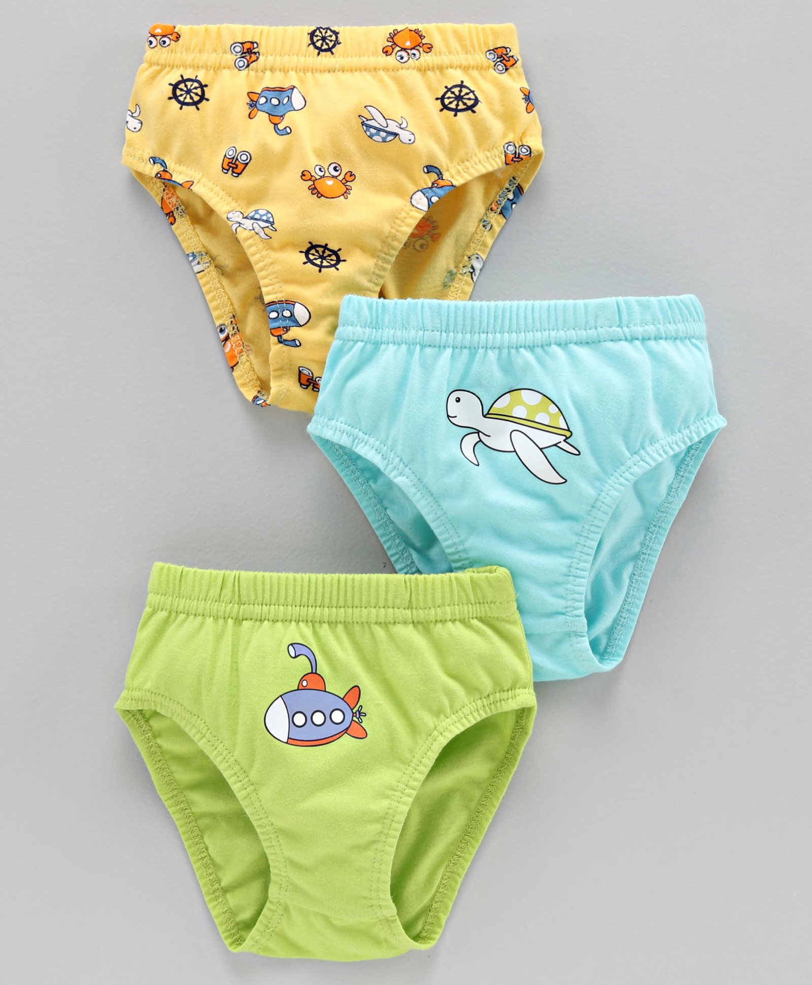 Babyoye Cotton Printed Briefs Pack of 3 - Yellow Blue Green-image-42
