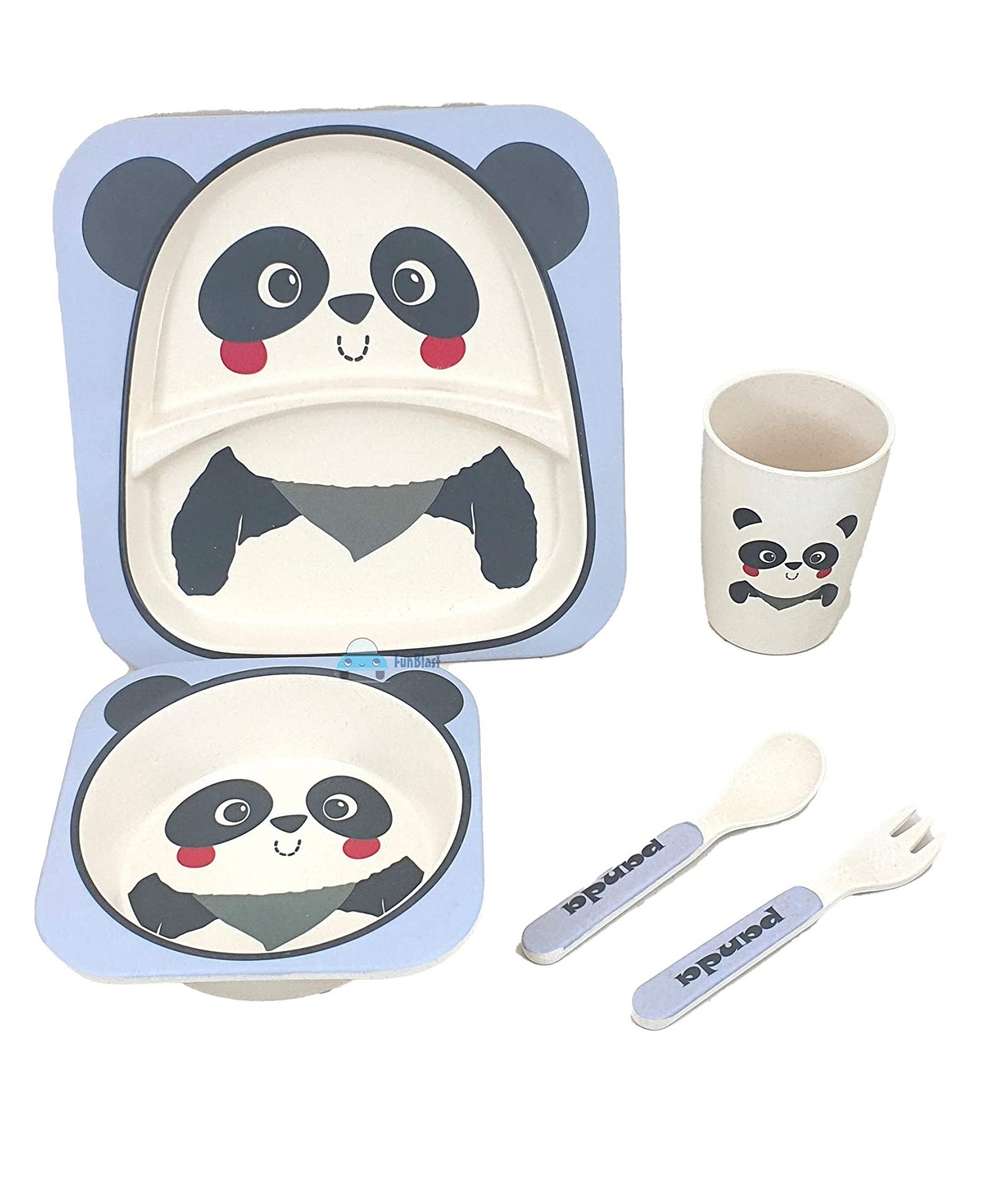 FunBlast Bamboo Fibre Dining Set Panda Print Pack of 5 - Multicolour-picture-23