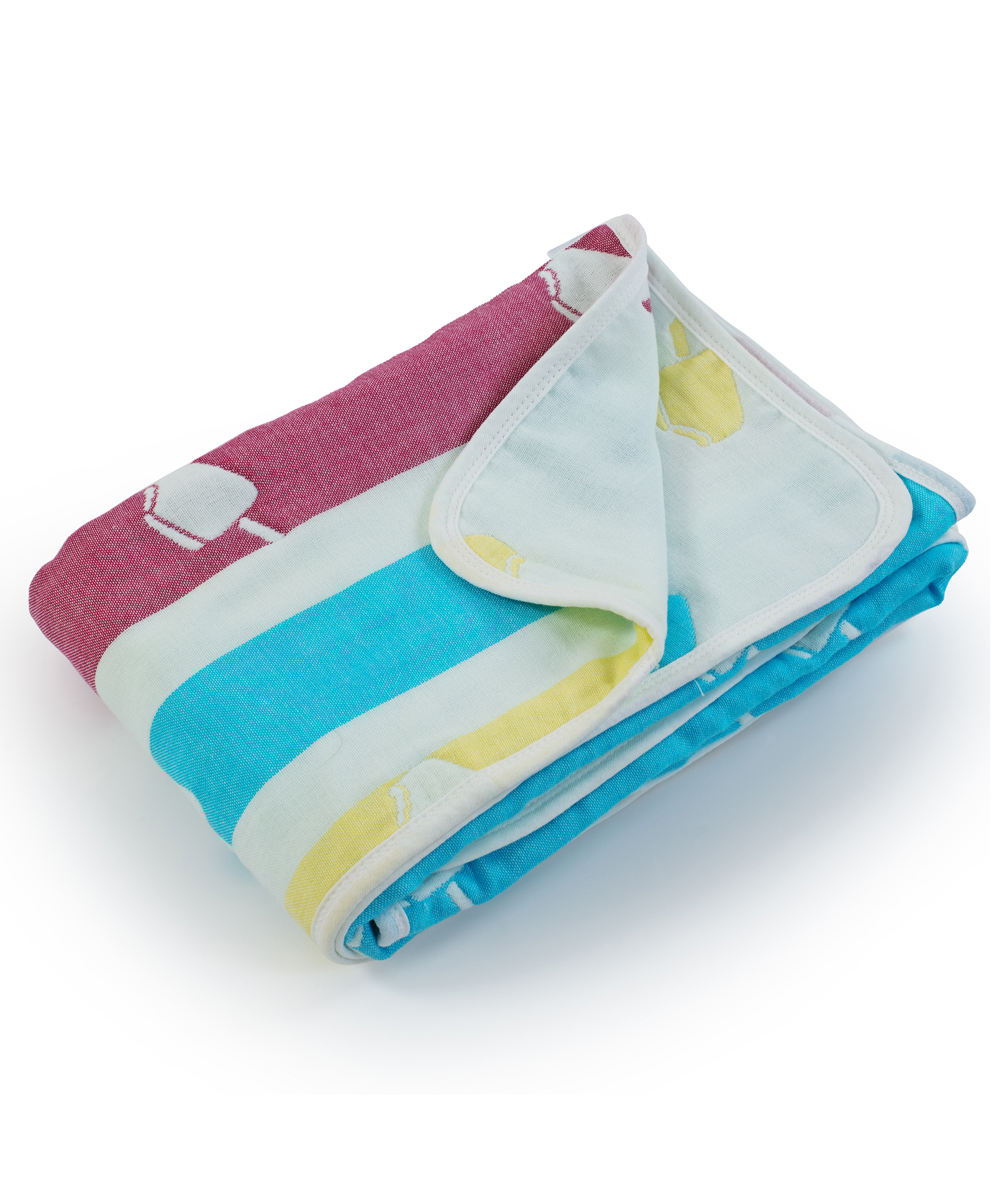 LuvLap 100% Muslin Cotton 6 layered Reversible Baby Quilt cum Wrapper Blanket - White Ice Cream-picture-27