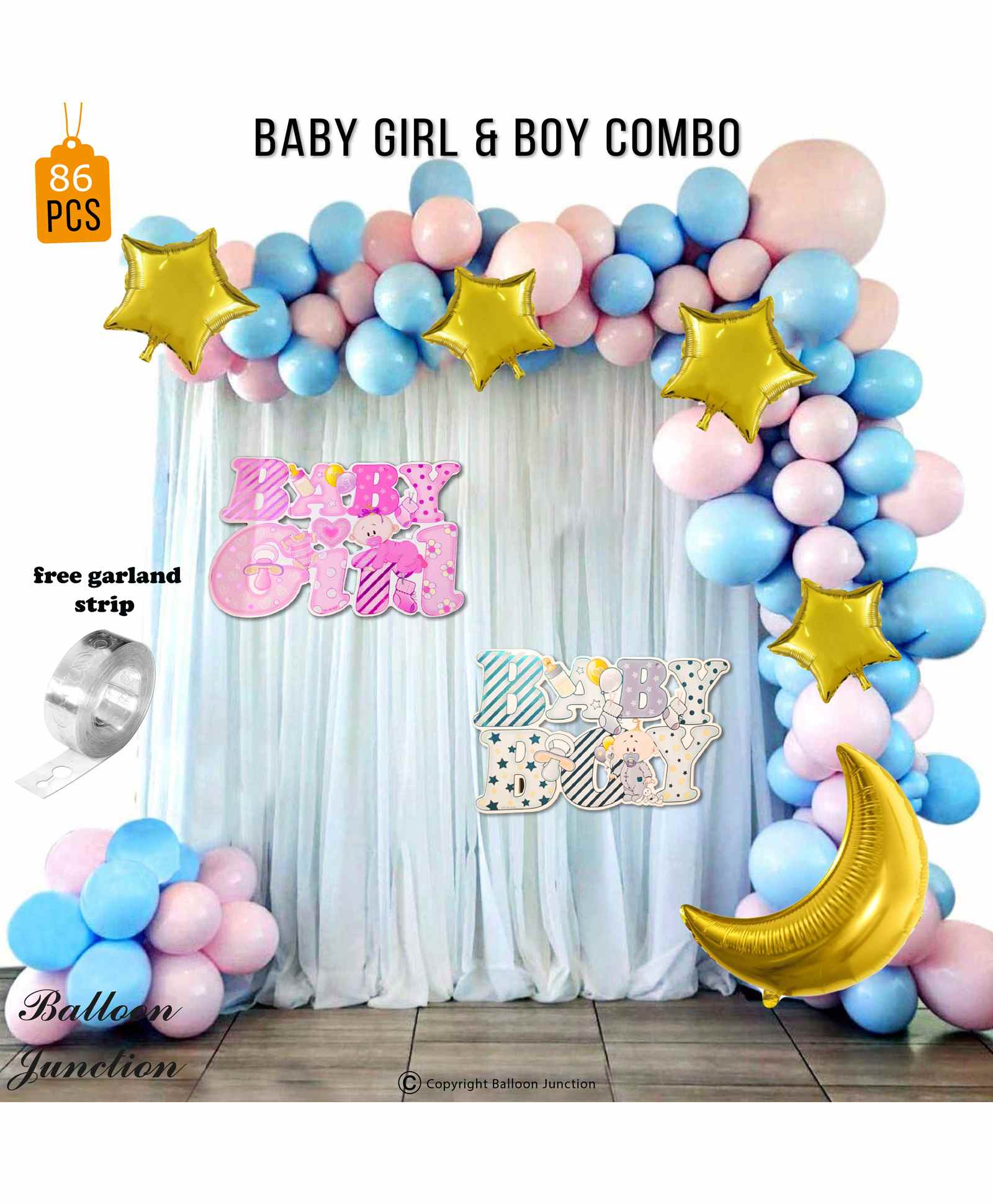 Balloon Junction Baby Shower Kit Blue Pink - Pack of 86-image-35