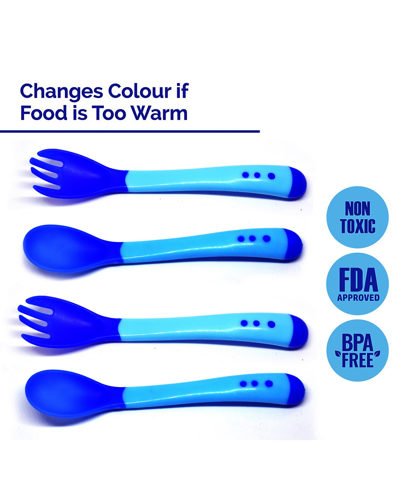 The Little Lookers Temperature Sensing Spoon & Fork Pack of 4 - Blue-picture-21