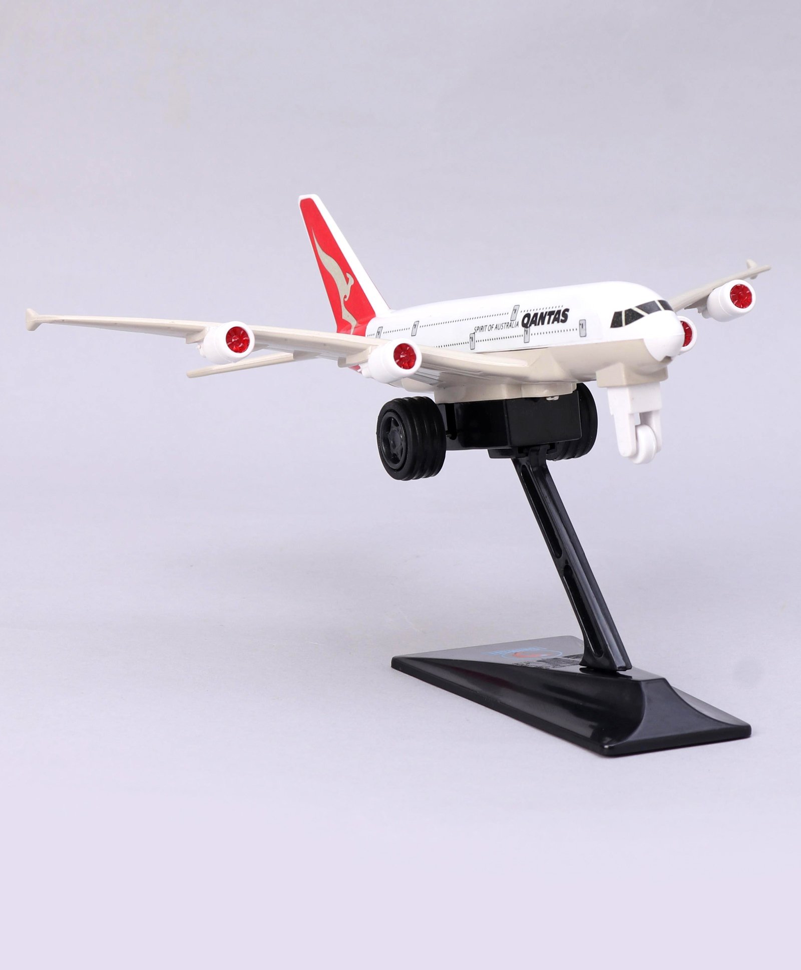 Shinsei Pull Back A380 Qantas Plane with Stand - White-picture-22