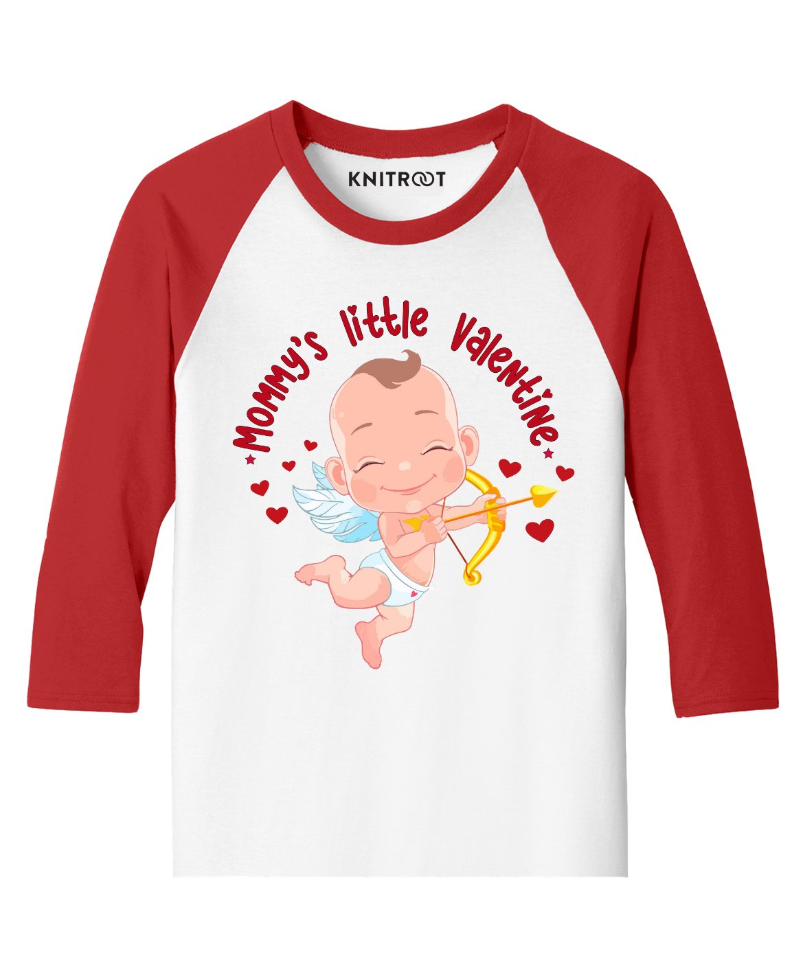 KNITROOT Mommy's Little Valentine Print Full Sleeves Tee - Red White-image-10