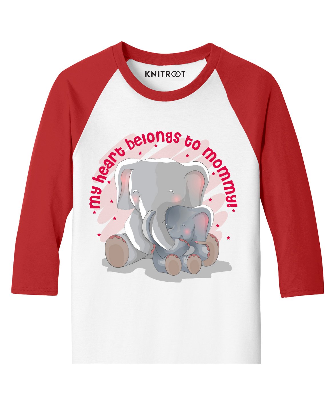 KNITROOT Heart Belongs To Mommy Print Full Sleeves Tee - Red White-image-11