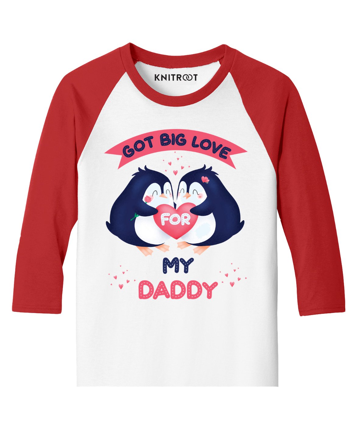 KNITROOT Got Big Love For My Daddy Print Full Sleeves Tee - Red White-image-12