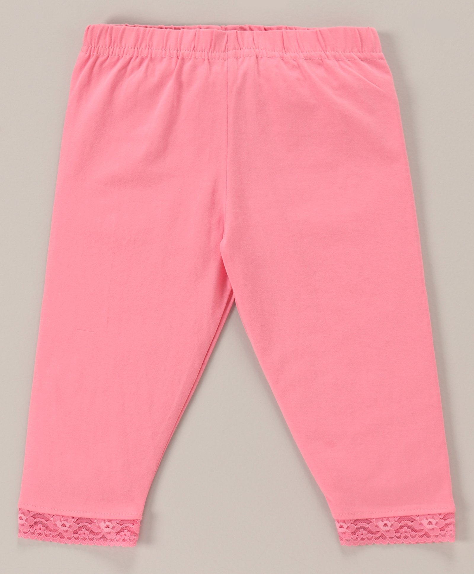 Babyhug Lace Border Three Fourth Leggings - Pink-picture-27