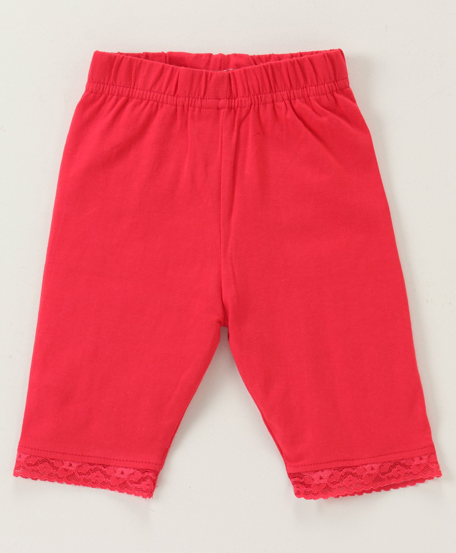 Babyhug Lace Border Three Fourth Leggings - Red-picture-13