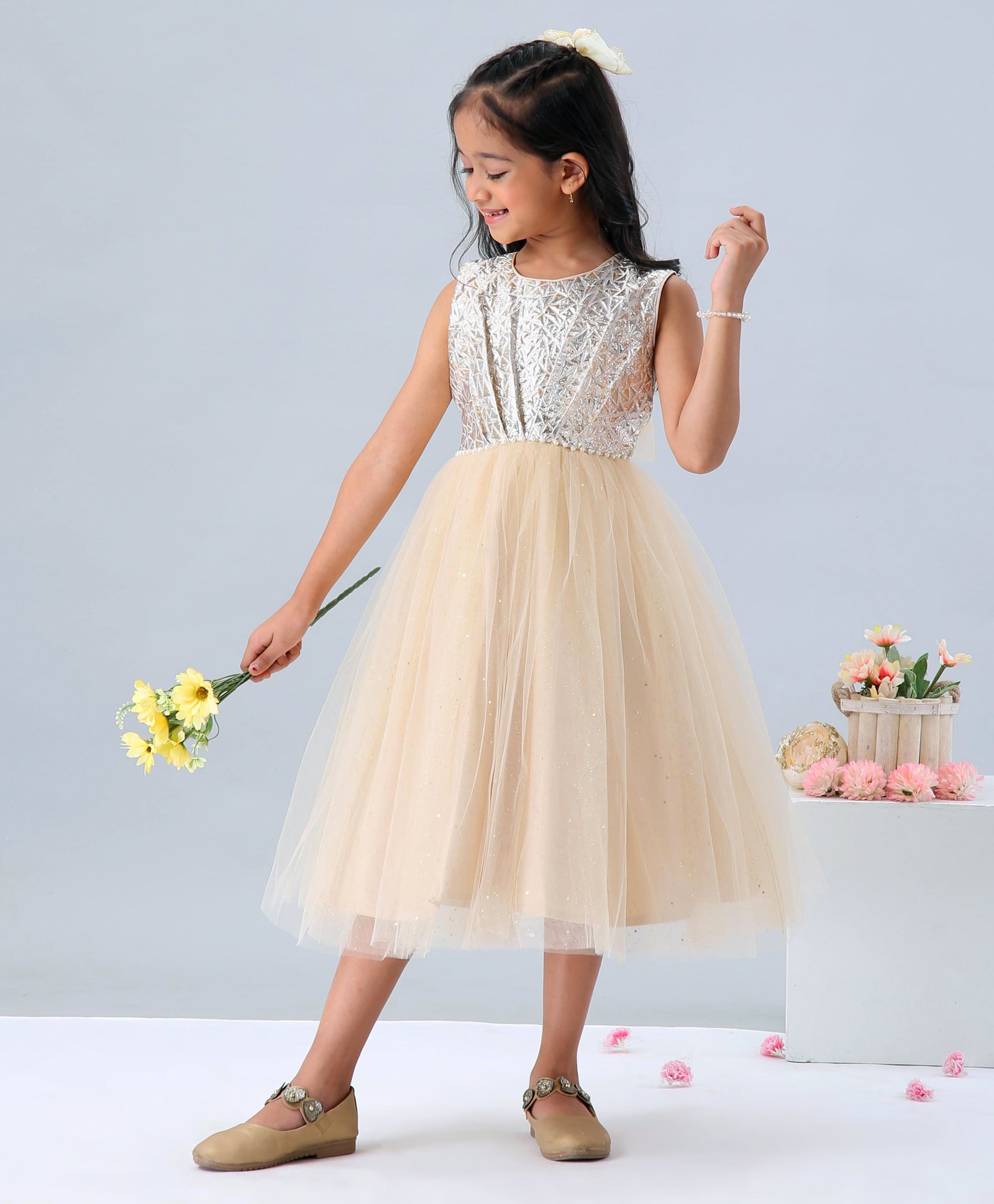 Mark & Mia Sleeveless Frock - Cream-image-41