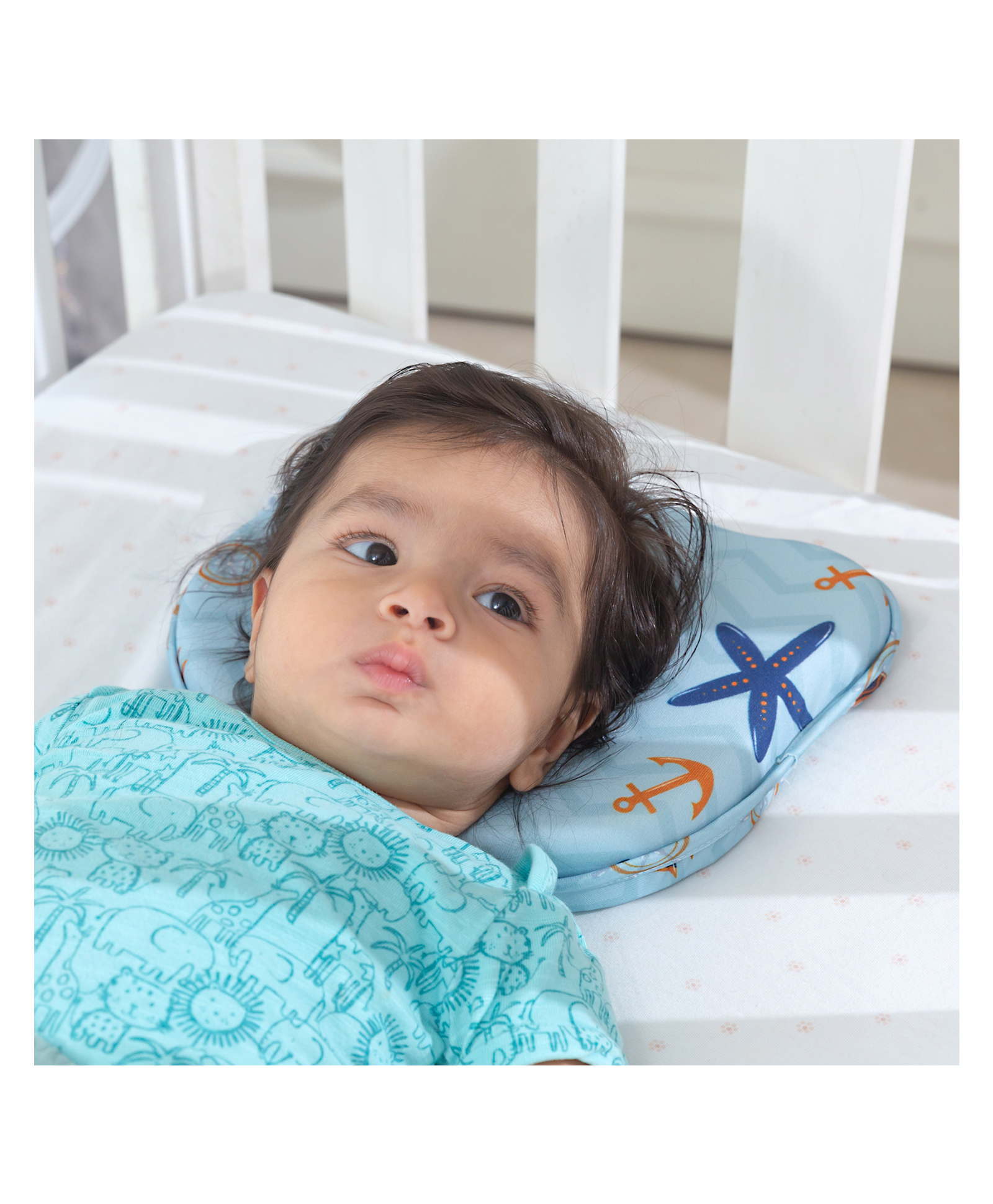 The White Willow Memory Foam Baby Head Shaping Pillow - Blue-picture-8