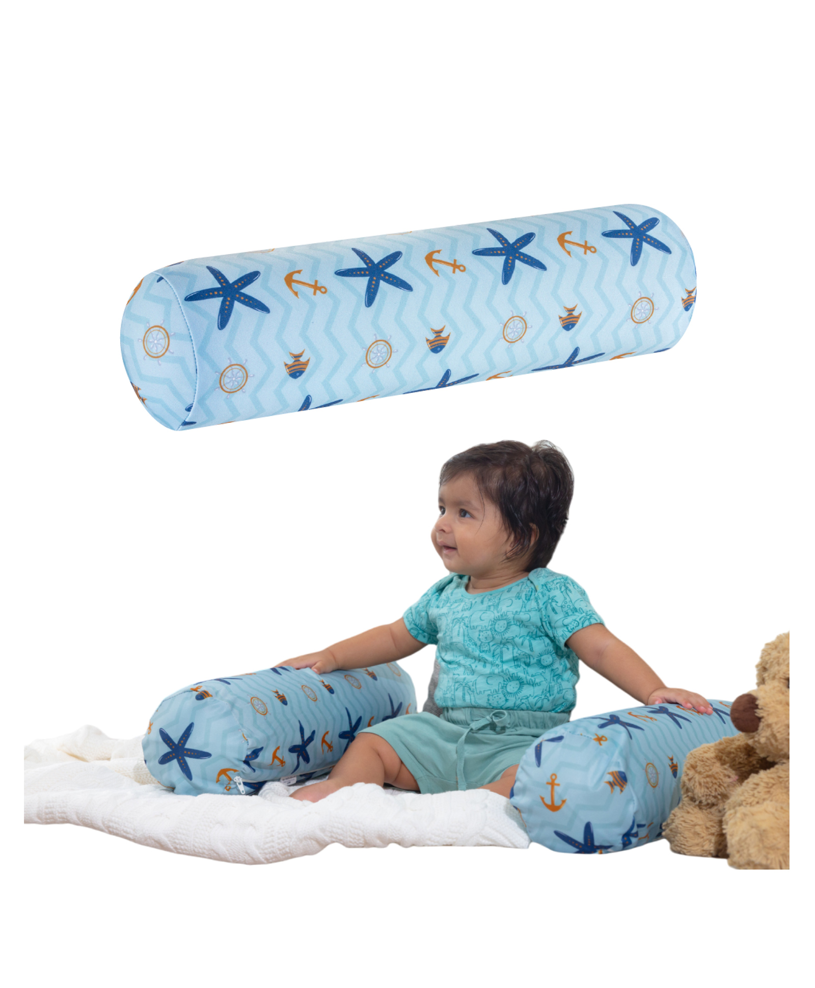 The White Willow Memory Foam Baby Bolster - Blue-picture-13