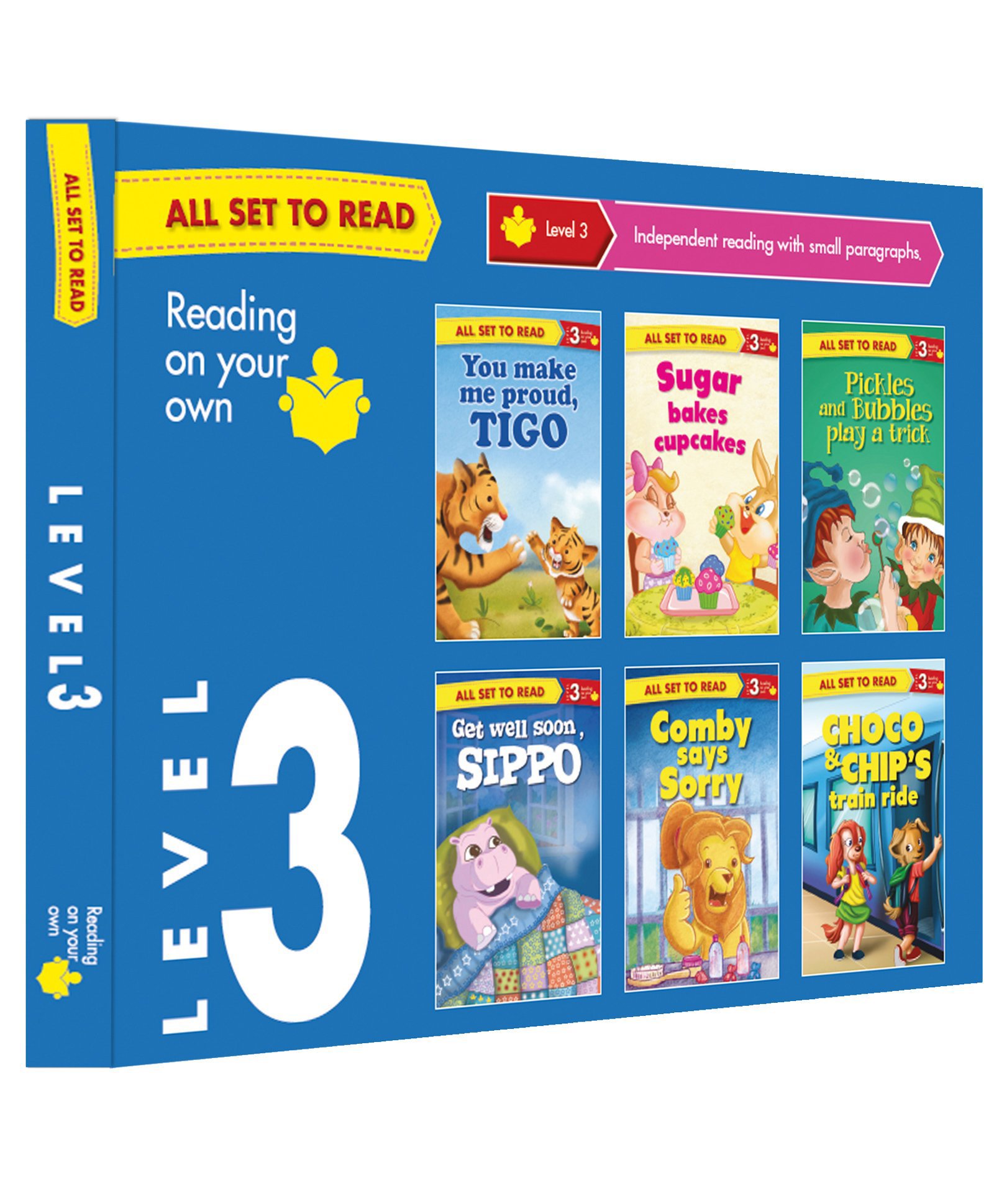 om books international All Set to Read Level 3 Assisted Reading Independent Reading with Small Paragraphs Set of 6 Books Blue Box - English-picture-38