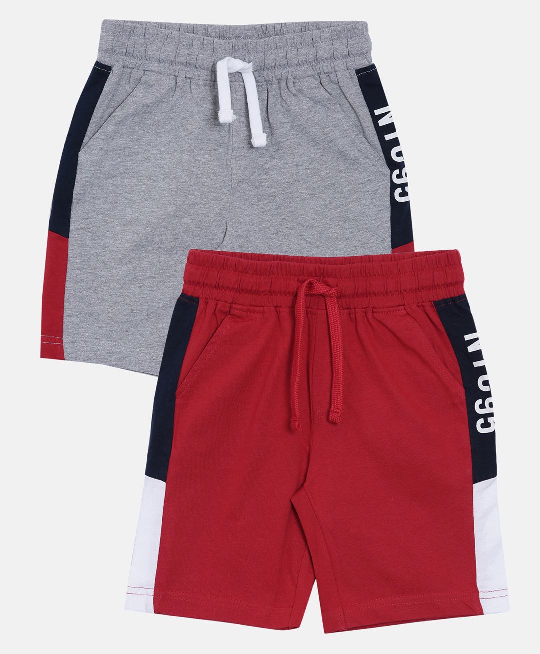 3PIN Pack Of 2 Solid Color Shorts - Grey Red-picture-23