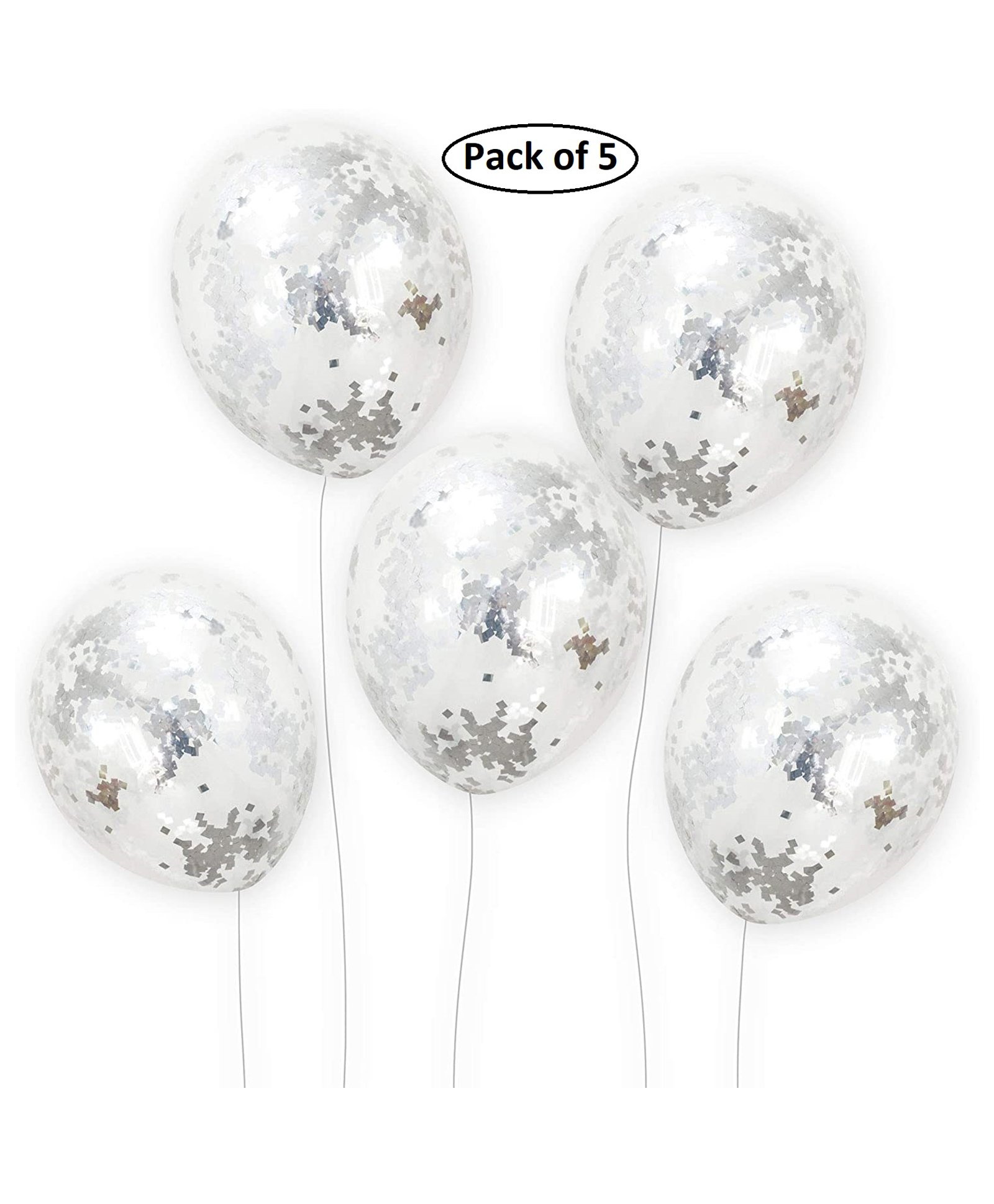 Party Anthem Confetti Balloon Set Silver - Pack Of 5-image-30