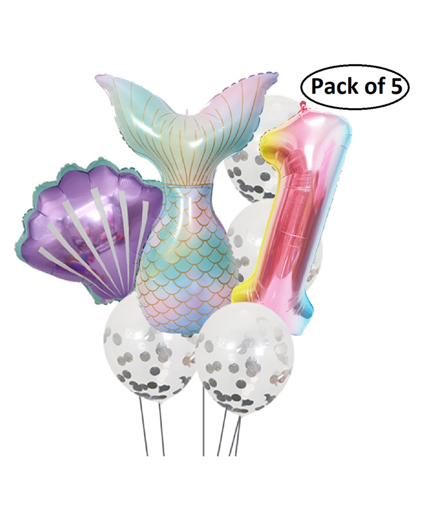 Party Anthem First Birthday Mermaid Theme Balloon Set Multicolor - Pack Of 5-image-39