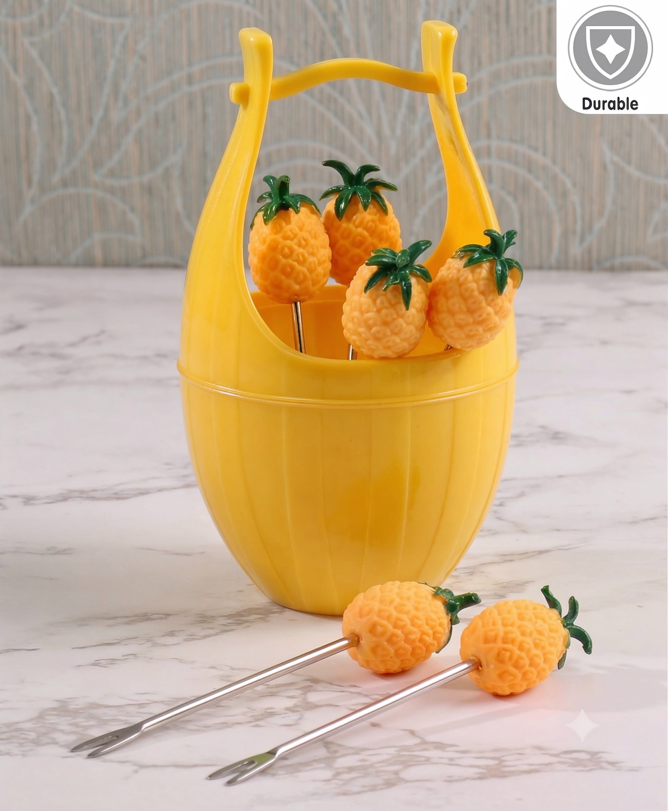 fab n funky Stand with 6 Fruits Shape Forks Set (Stand Colour & Design May Vary)-picture-18