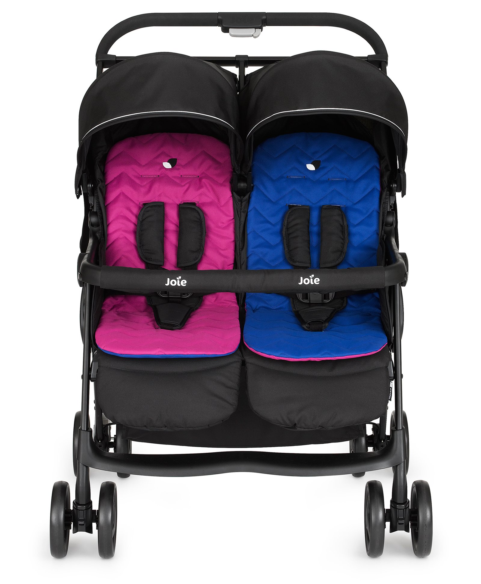 Joie Aire Twin Stroller With Rc Stroller & Canopy - Black Pink & Blue