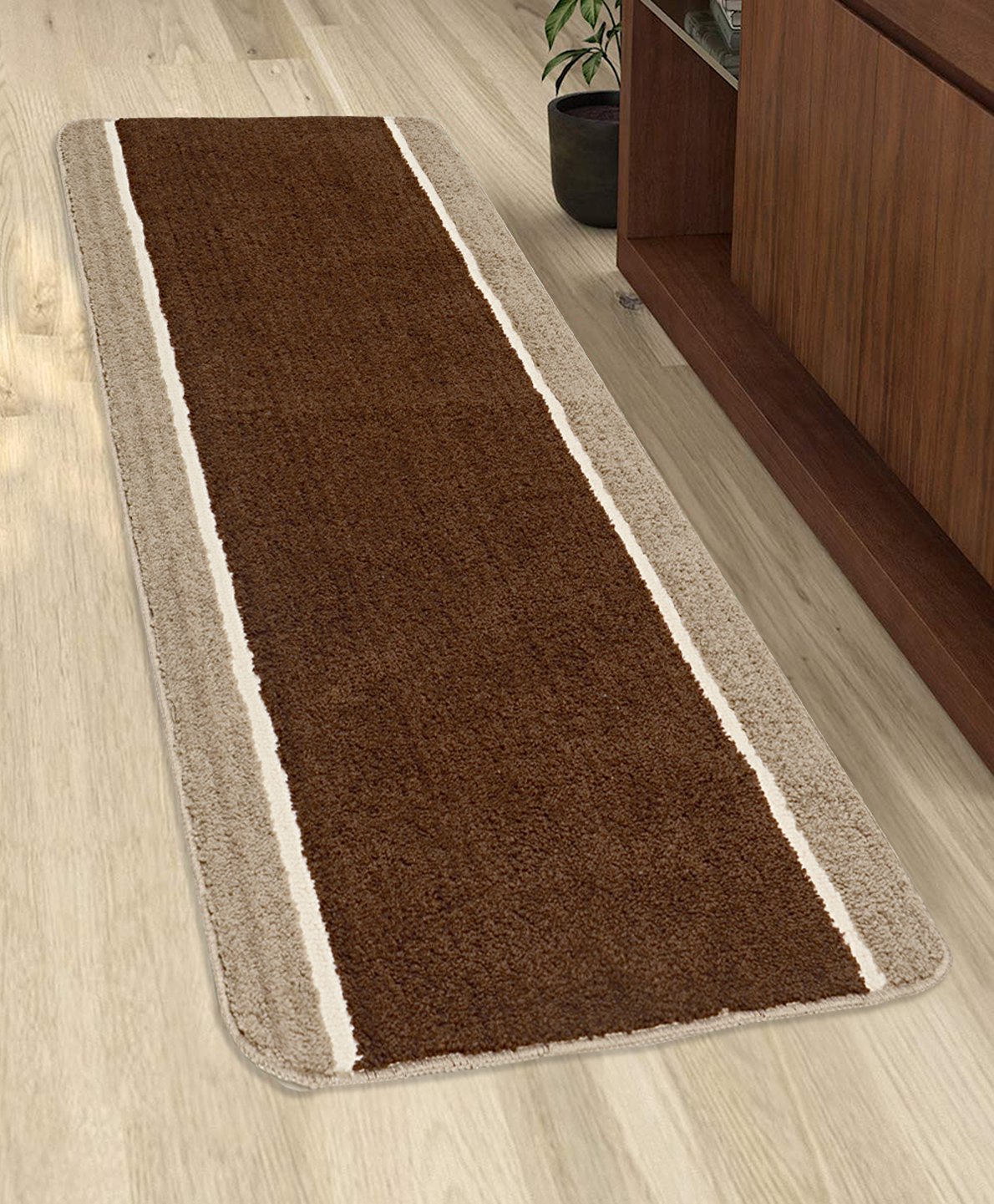 Saral Home Microfiber Floor Runner - Brown-image-10