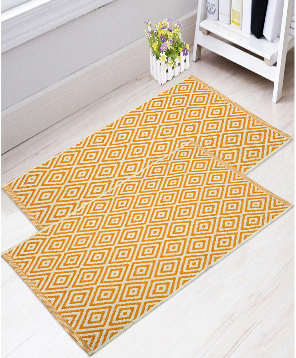Saral Home Cotton Multi Purpose Rug Pack of 2 - Yellow-picture-17