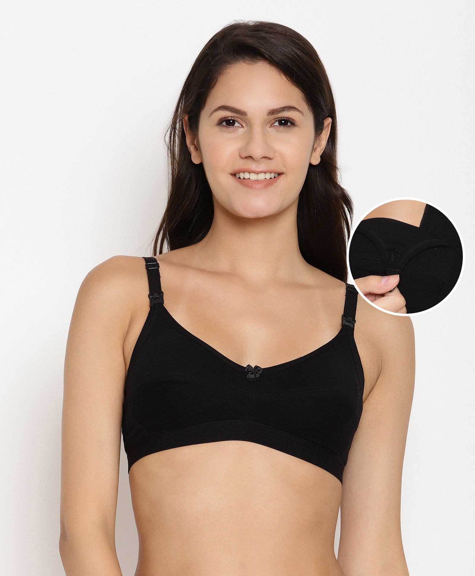 Bella Mama Cotton Elastane Anti-bacterial Nursing Bra - Black-picture-10
