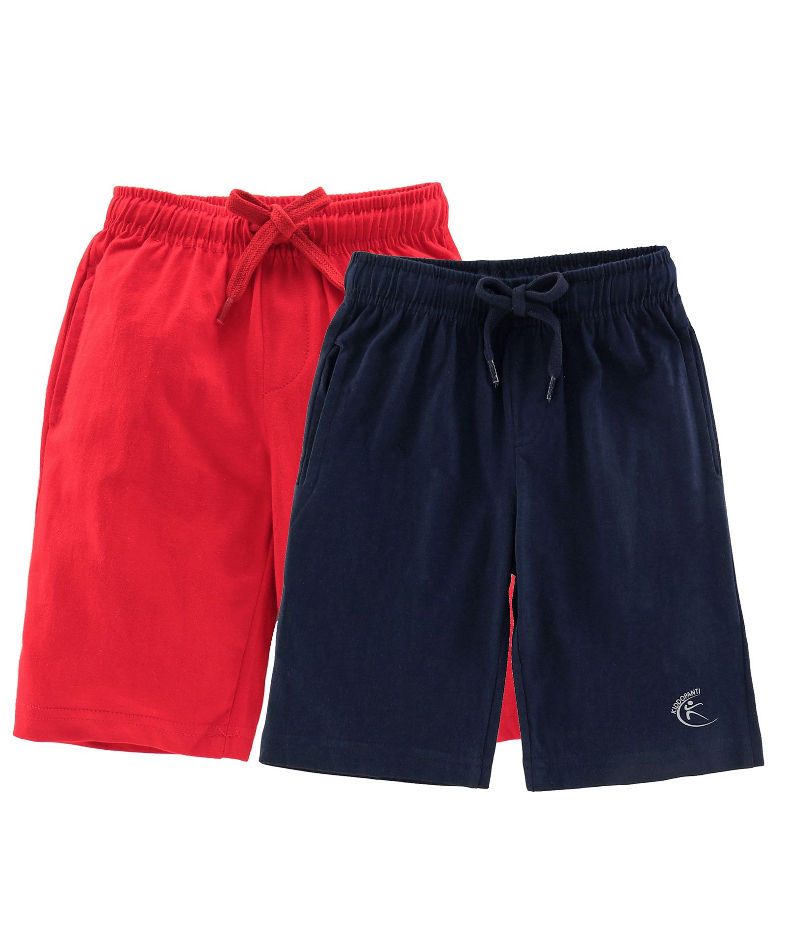 Kiddopanti Pack Of 2 Knee Length Shorts - Navy & Red-picture-11