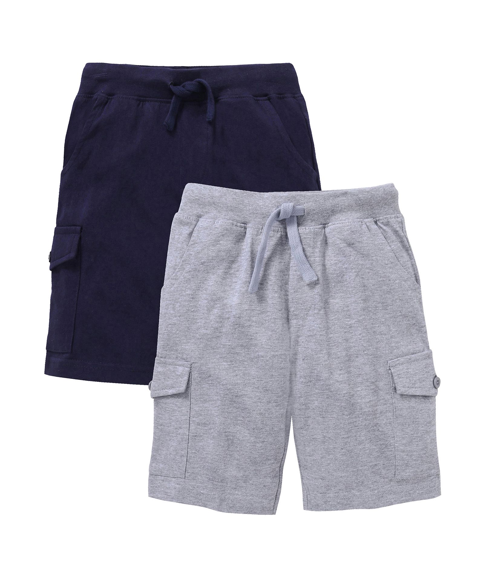 Kiddopanti Pack Of 2 Solid Colour Shorts - Light Grey & Navy Blue-image-48