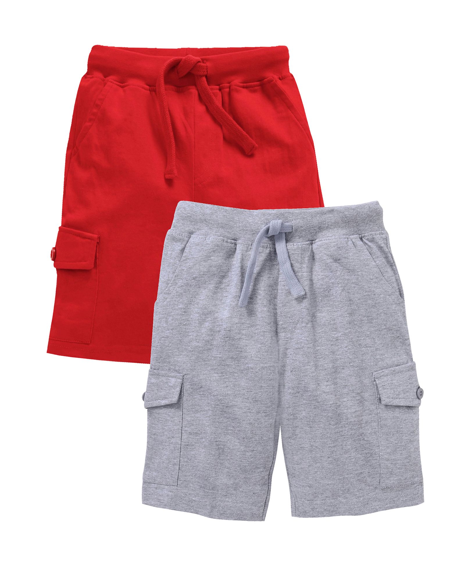 Kiddopanti Pack Of 2 Solid Colour Shorts - Red & Light Grey-picture-35