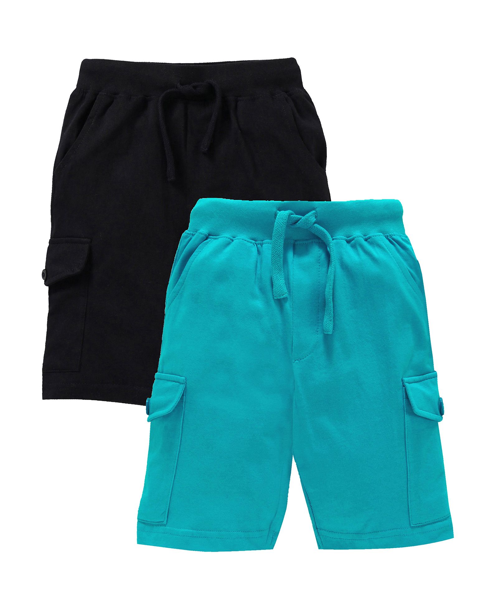 Kiddopanti Pack Of 2 Solid Colour Shorts - Blue & Black-picture-28