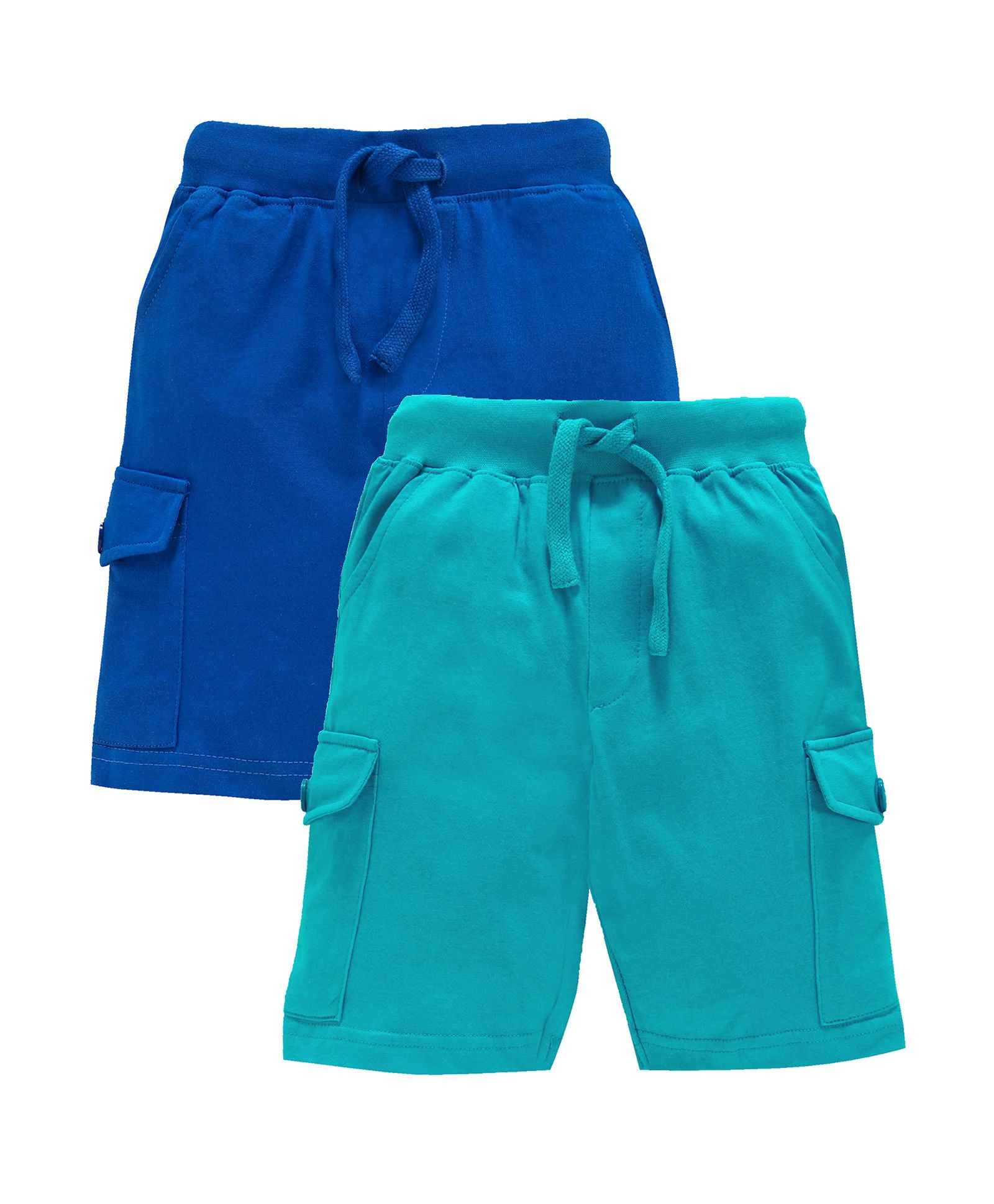 Kiddopanti Pack Of 2 Solid Colour Shorts - Green & Blue-picture-28