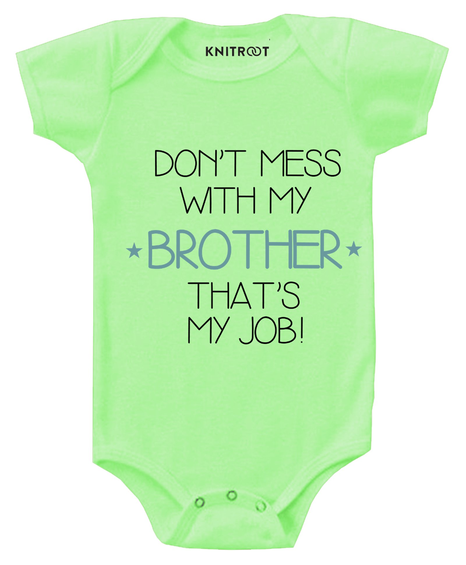 KNITROOT Short Sleeves Don't Mess With Brother Printed Onesie - Light Green-image-47