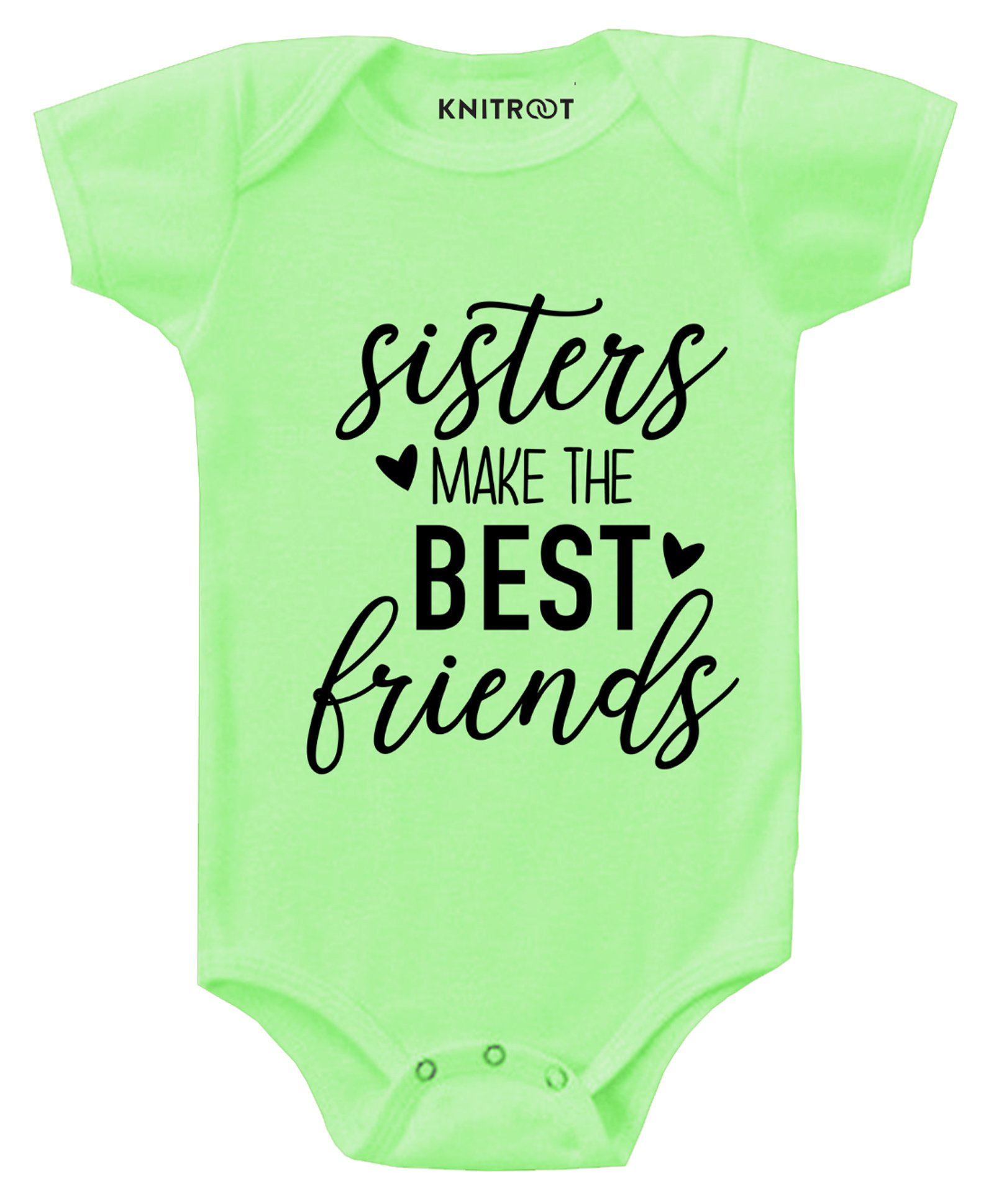 KNITROOT Short Sleeves Sister Best Friend Printed Onesie - Green-picture-23