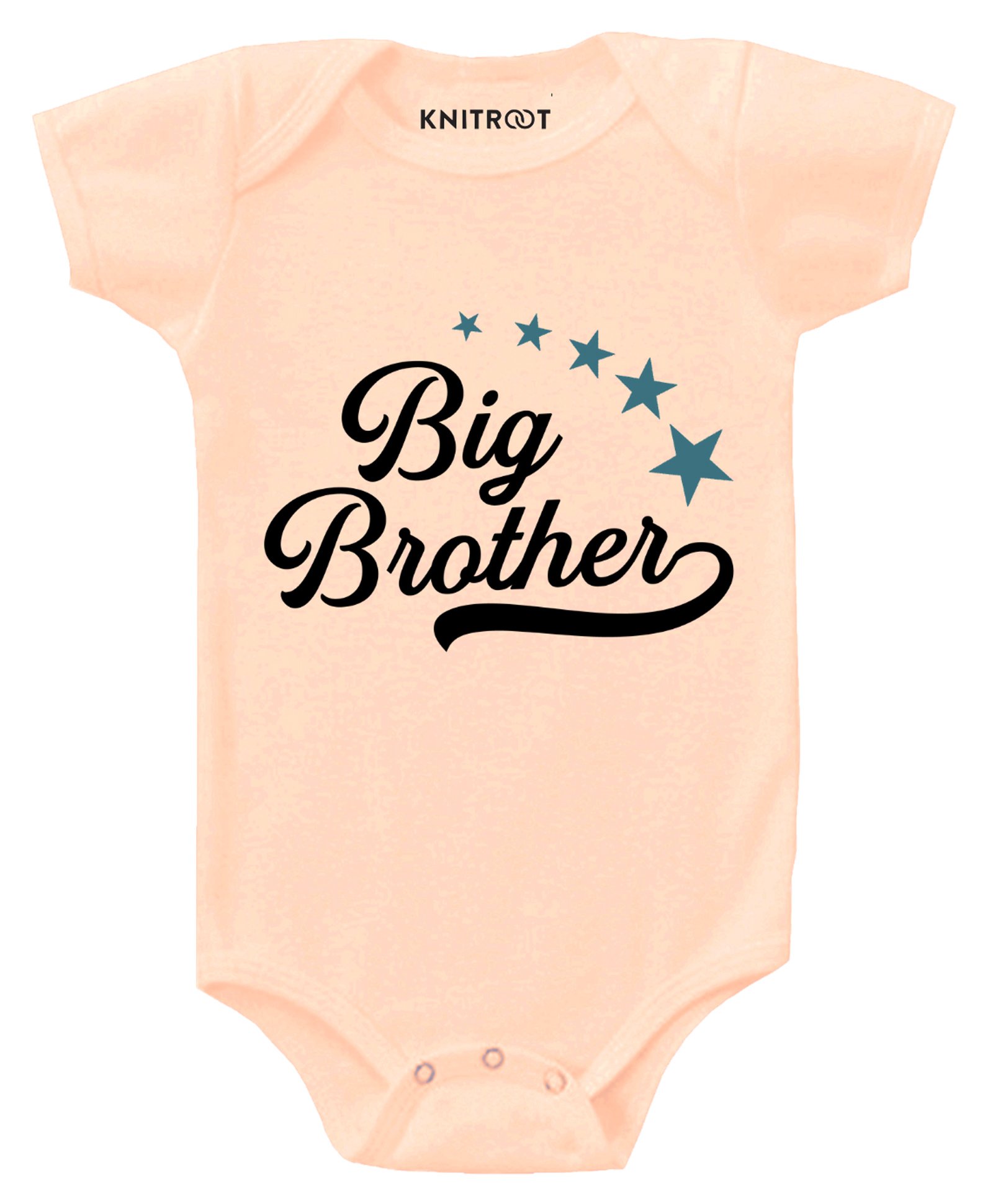 KNITROOT Short Sleeves Big Brother Print Onesie  - Peach-image-31