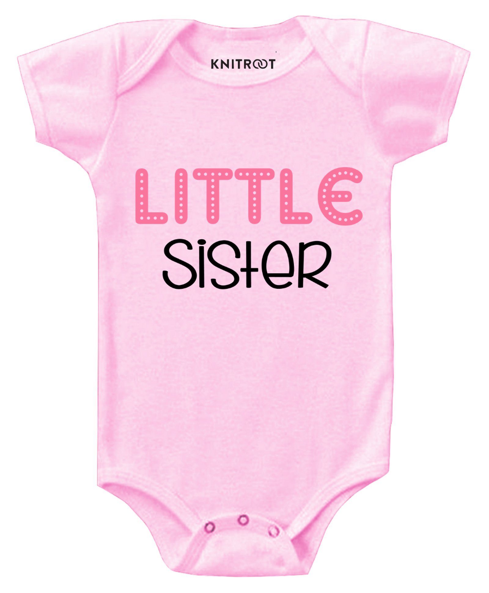KNITROOT Short Sleeves Little Sister Print Onesie  - Pink-image-2