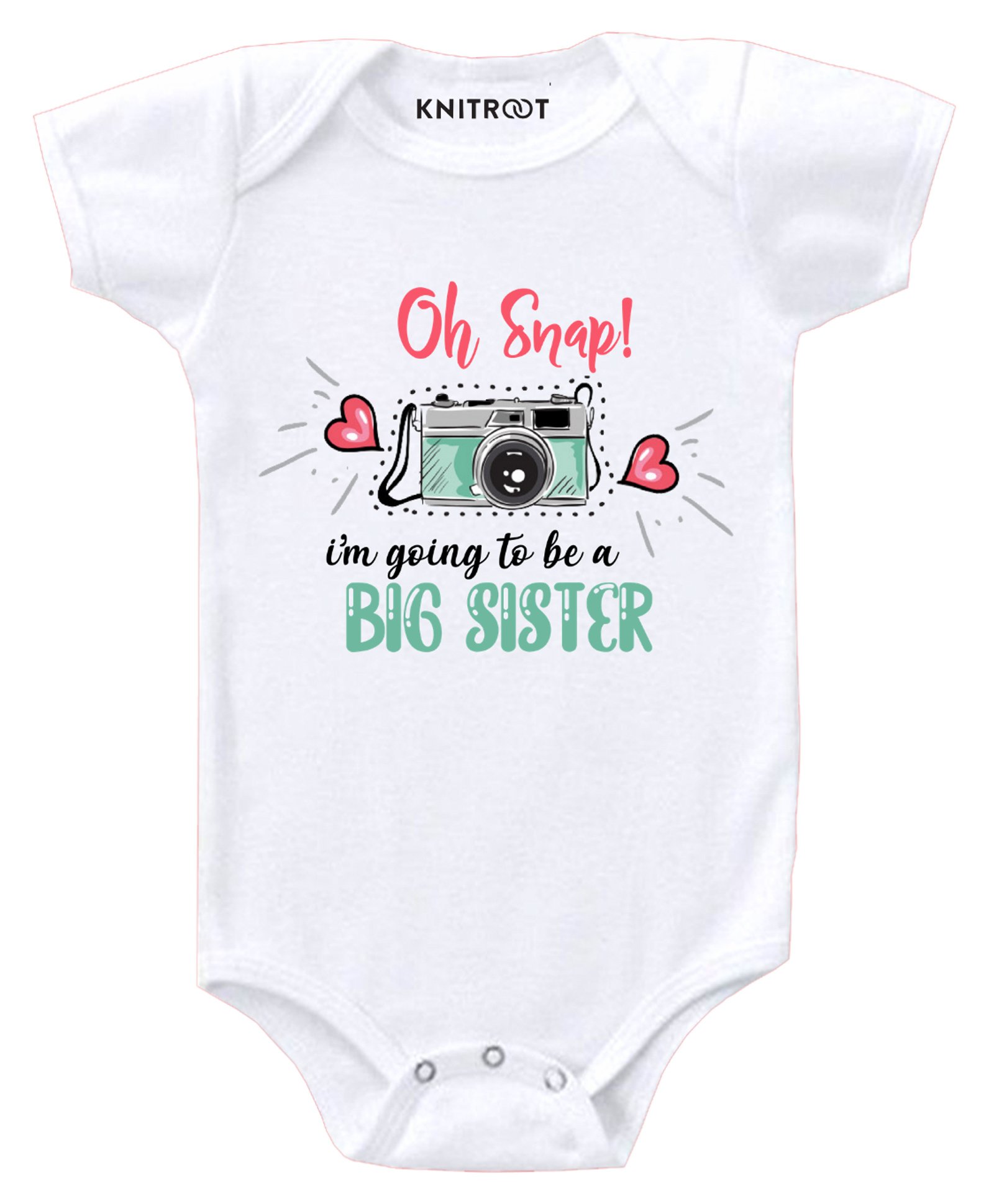 KNITROOT Short Sleeves Oh Snap Print Onesie - White-image-32