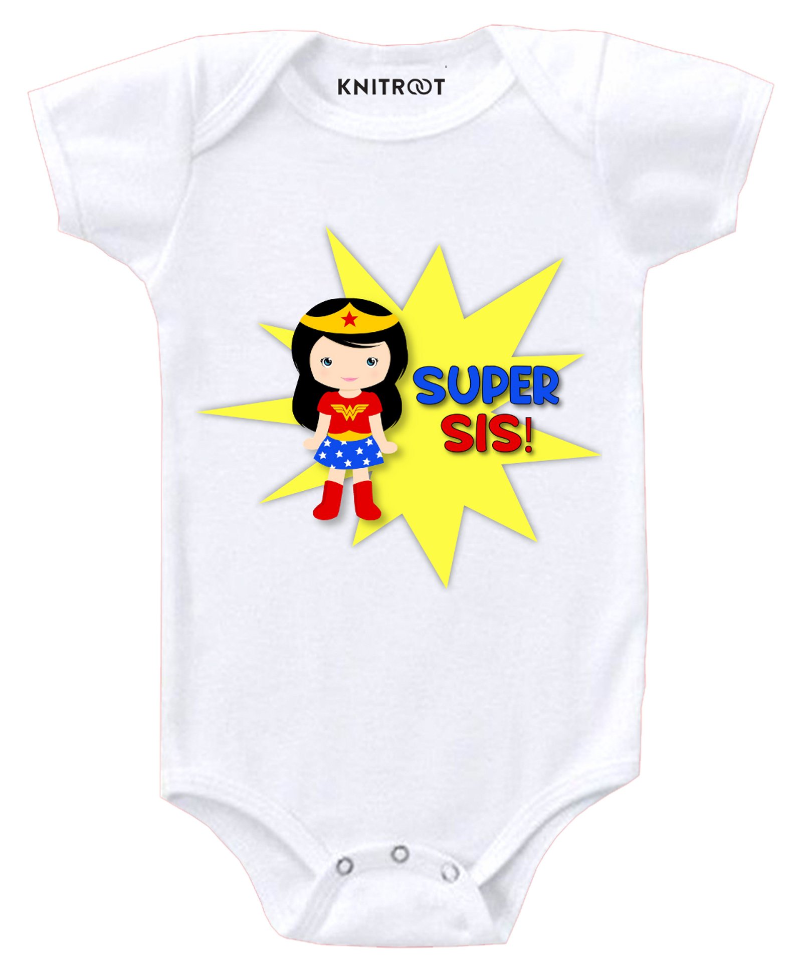 KNITROOT Short Sleeves Super Sis Print Onesie - White-image-20