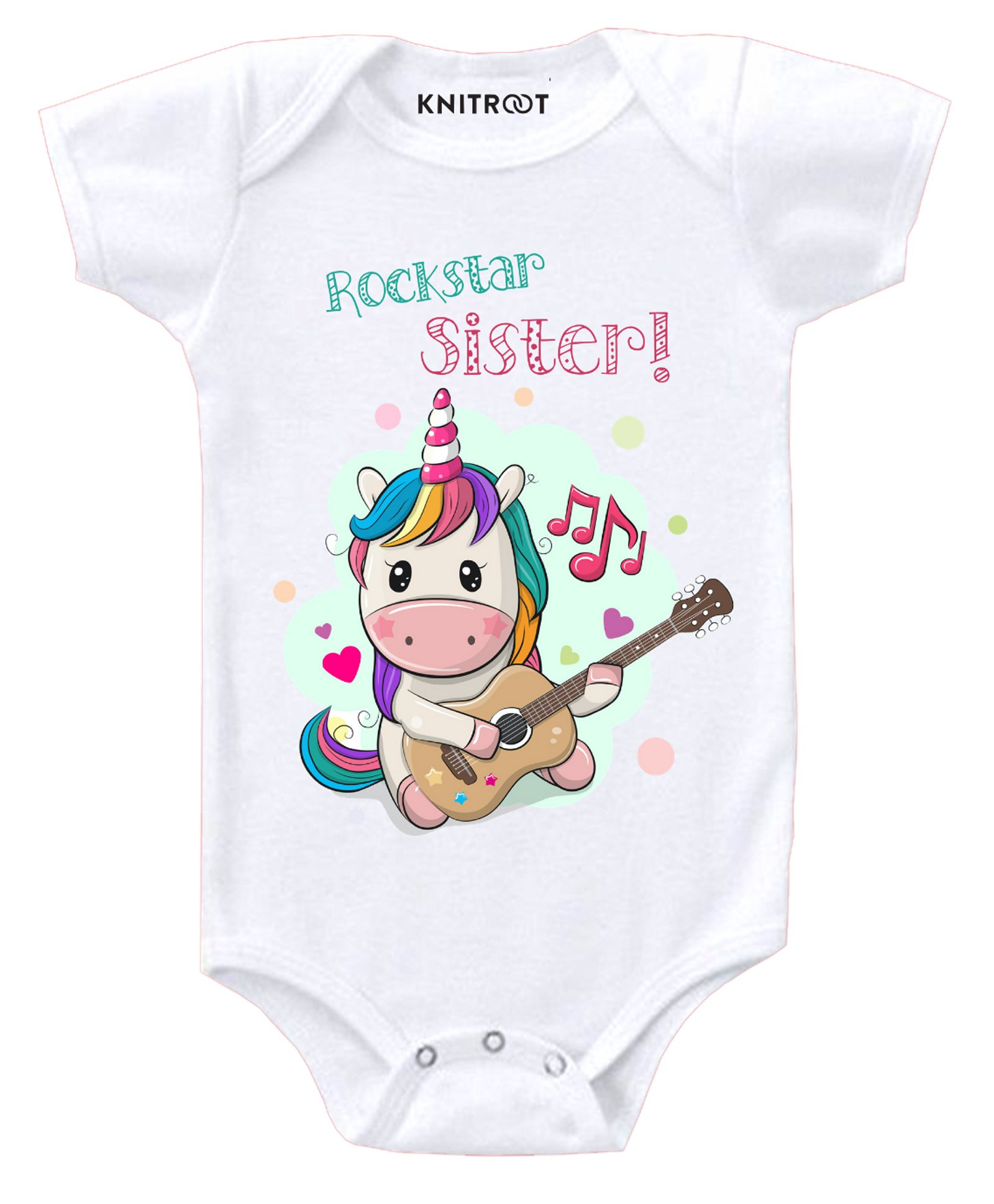 KNITROOT Short Sleeves Rockstar Print Onesie - White-image-33