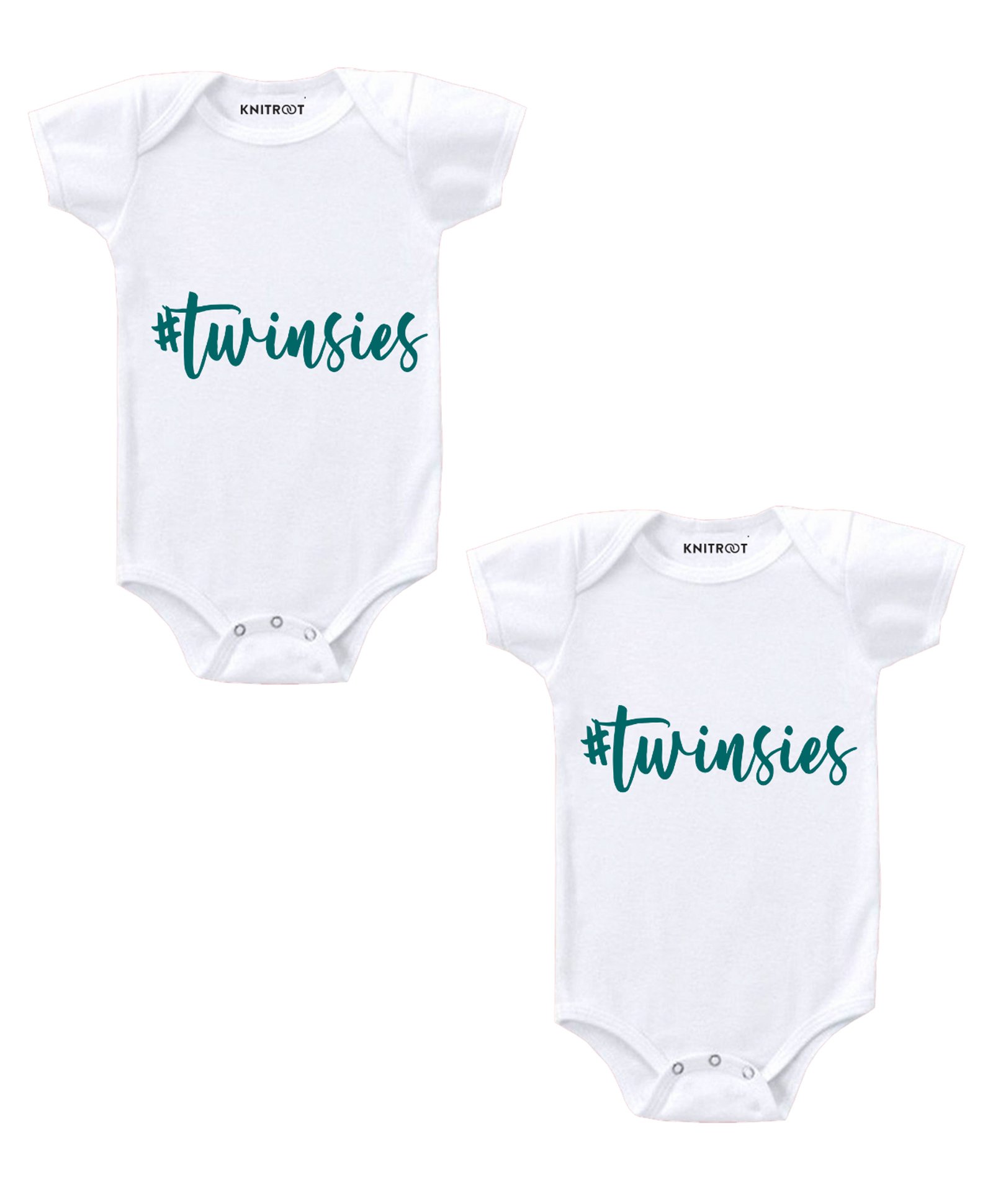 KNITROOT Short Sleeves Twin Print Pack Of 2 Onesies - White-image-34