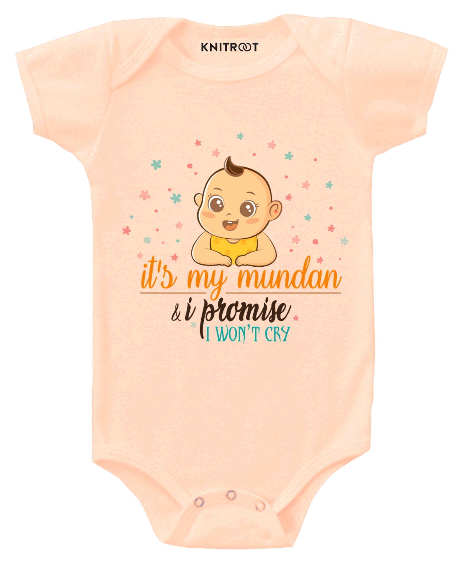 KNITROOT I Promise Print Short Sleeves Onesie - Peach-picture-22