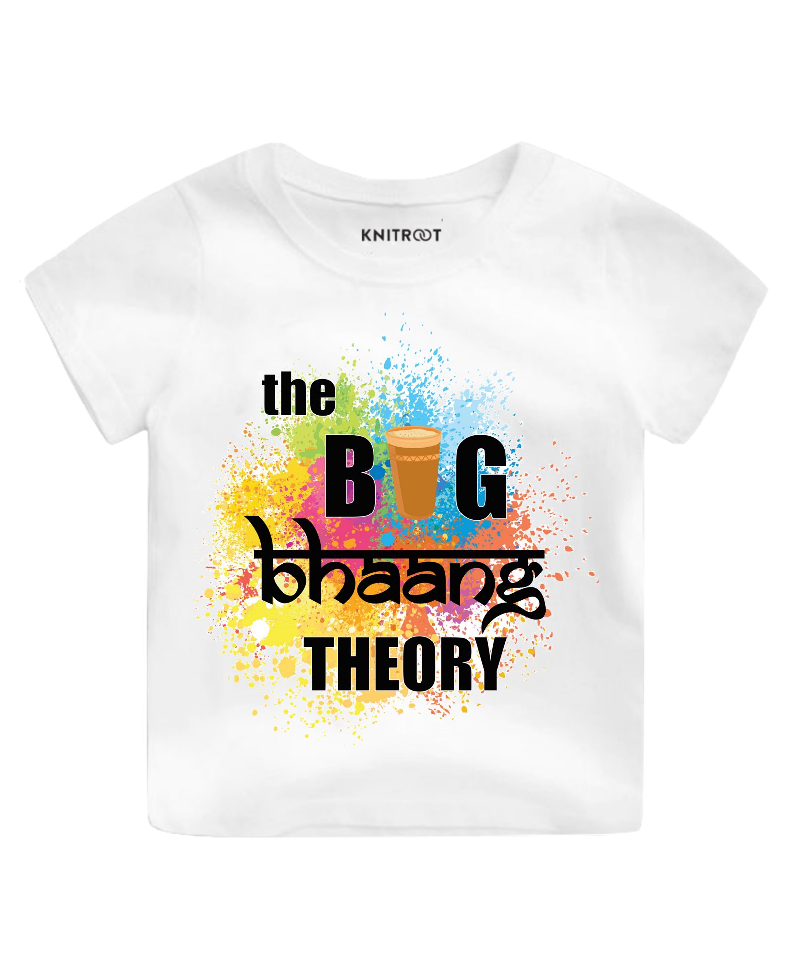 KNITROOT Half Sleeves Bhaang Theory Print Tee - White-picture-10